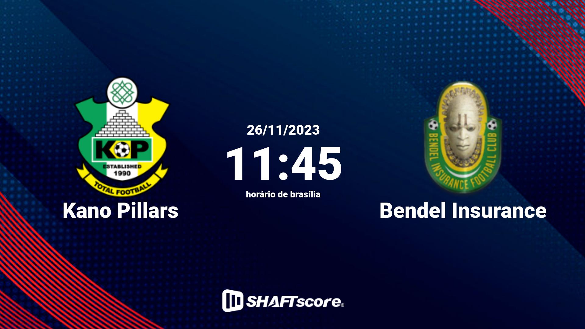 Estatísticas do jogo Kano Pillars vs Bendel Insurance 26.11 11:45