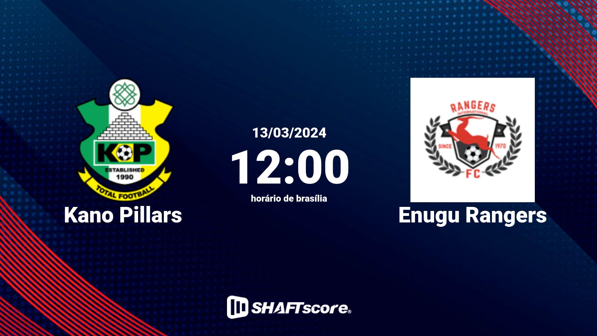 Estatísticas do jogo Kano Pillars vs Enugu Rangers 13.03 12:00