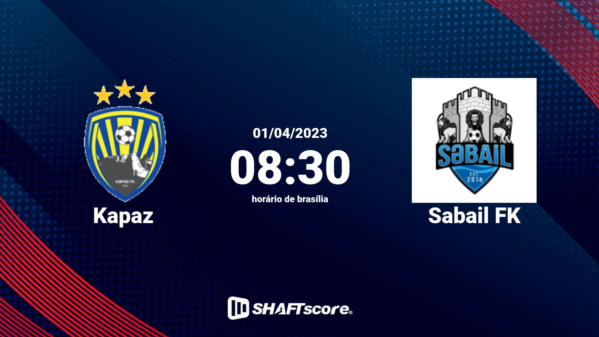 Estatísticas do jogo Kapaz vs Sabail FK 01.04 08:30