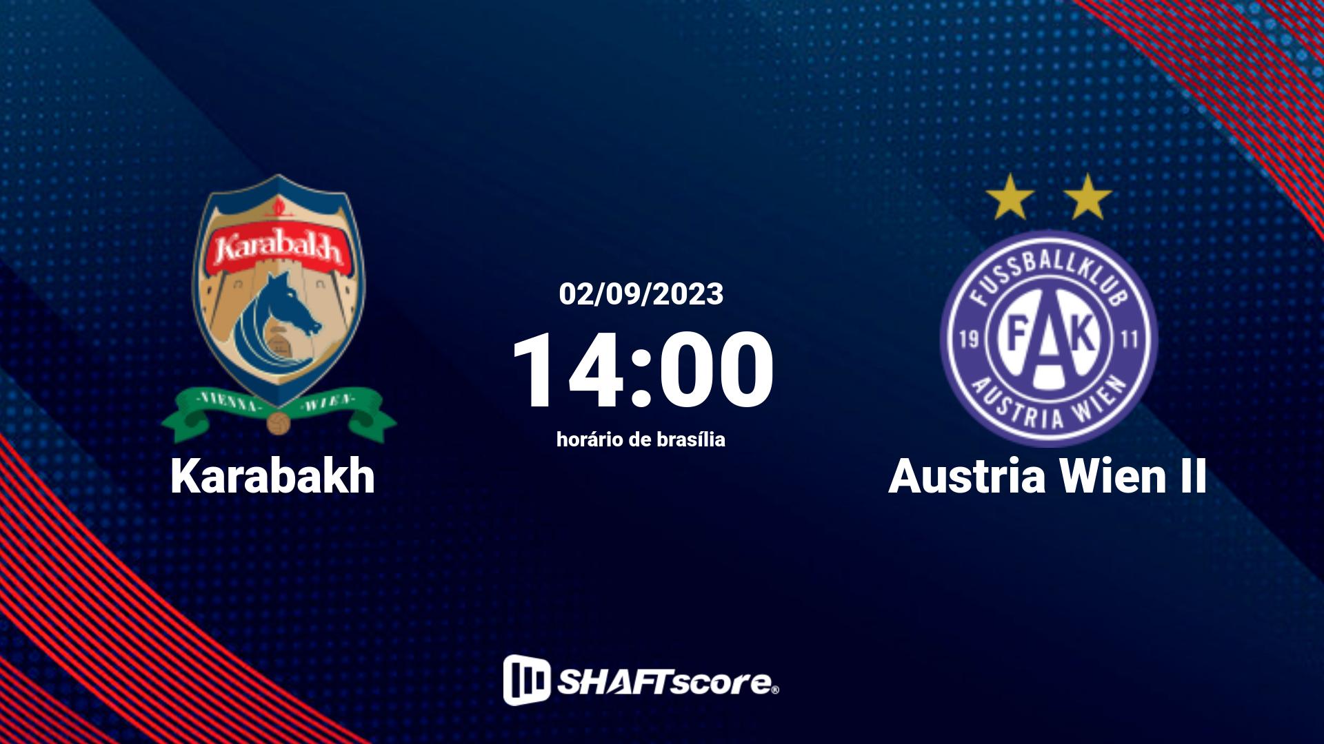 Estatísticas do jogo Karabakh vs Austria Wien II 02.09 14:00