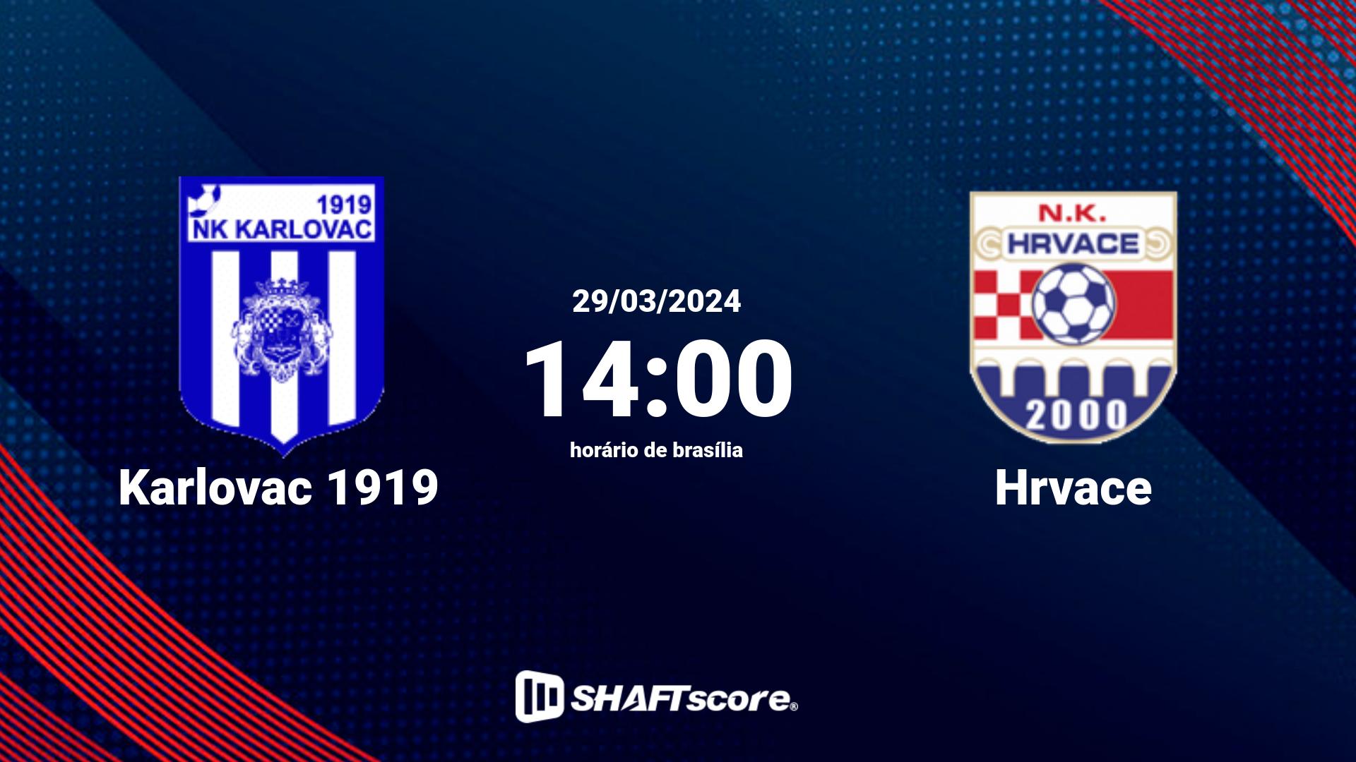 Estatísticas do jogo Karlovac 1919 vs Hrvace 29.03 14:00