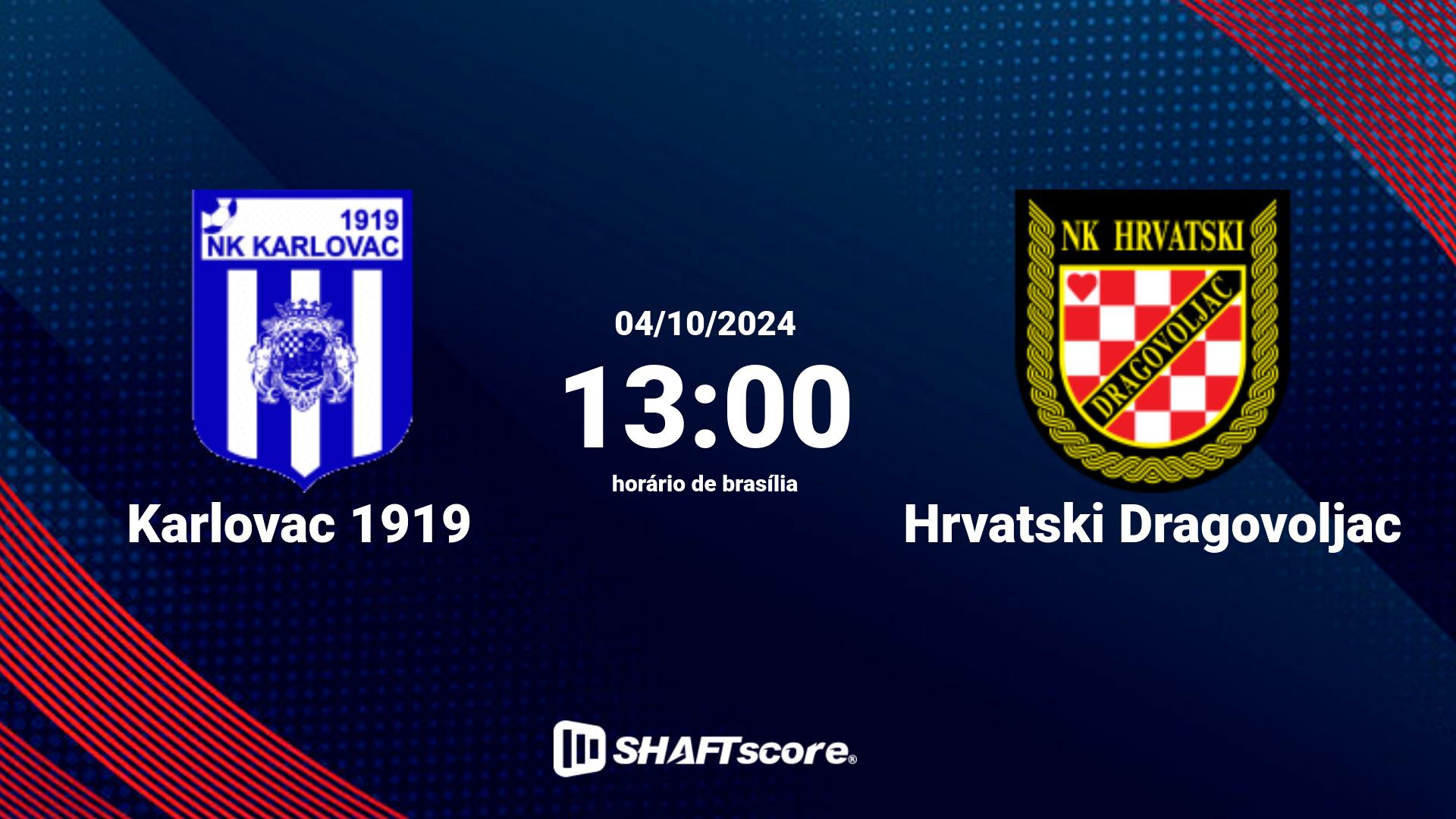 Estatísticas do jogo Karlovac 1919 vs Hrvatski Dragovoljac 04.10 13:00