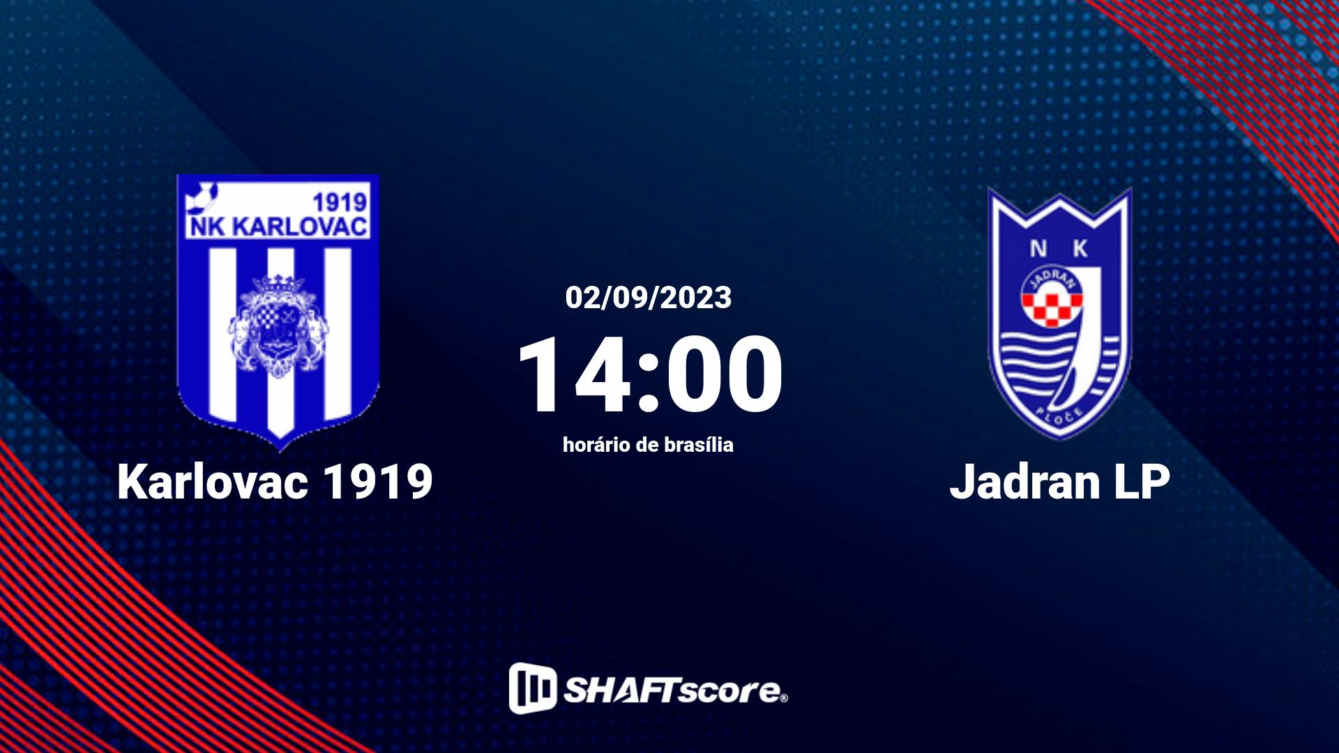 Estatísticas do jogo Karlovac 1919 vs Jadran LP 02.09 14:00