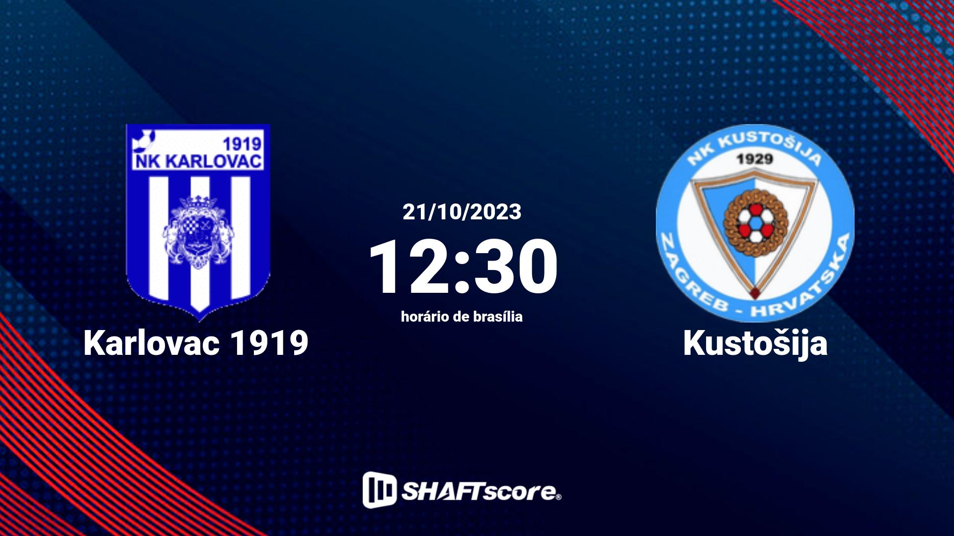 Estatísticas do jogo Karlovac 1919 vs Kustošija 21.10 12:30