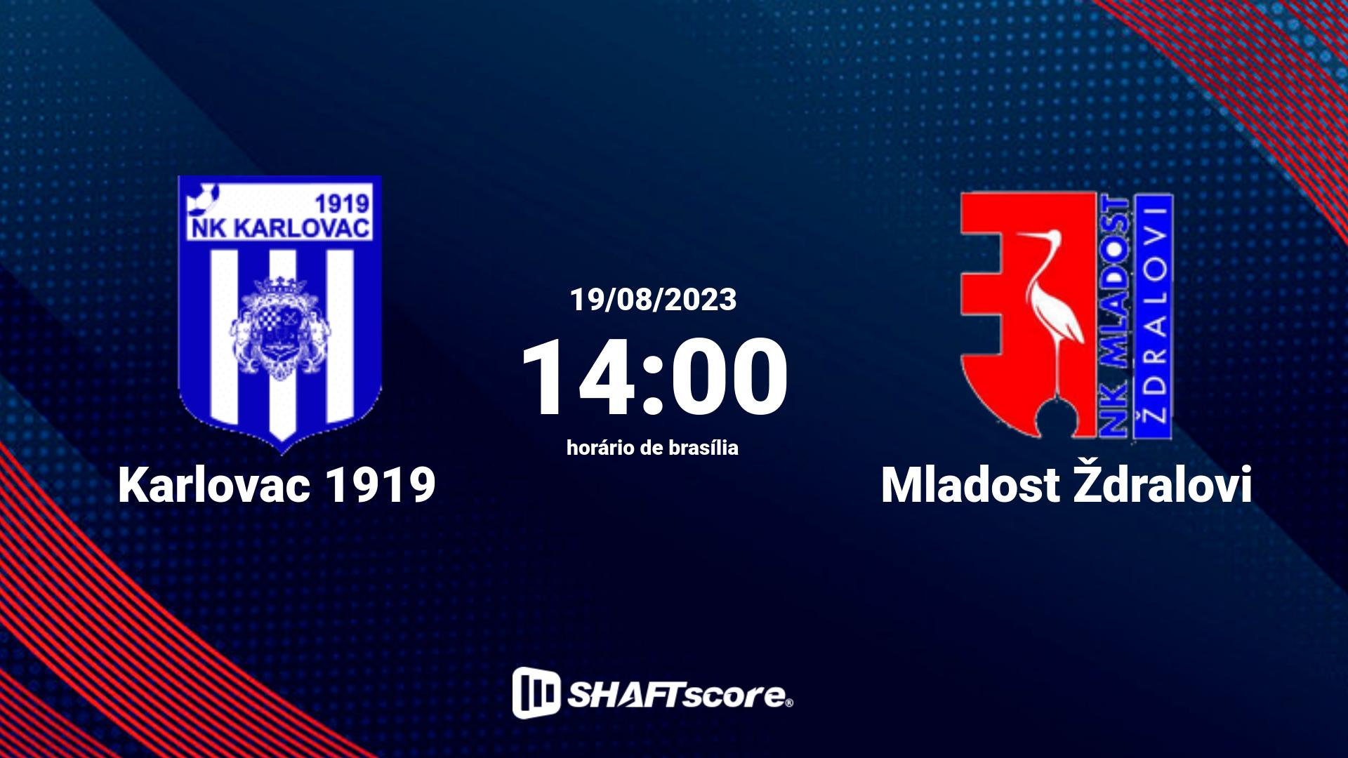 Estatísticas do jogo Karlovac 1919 vs Mladost Ždralovi 19.08 14:00