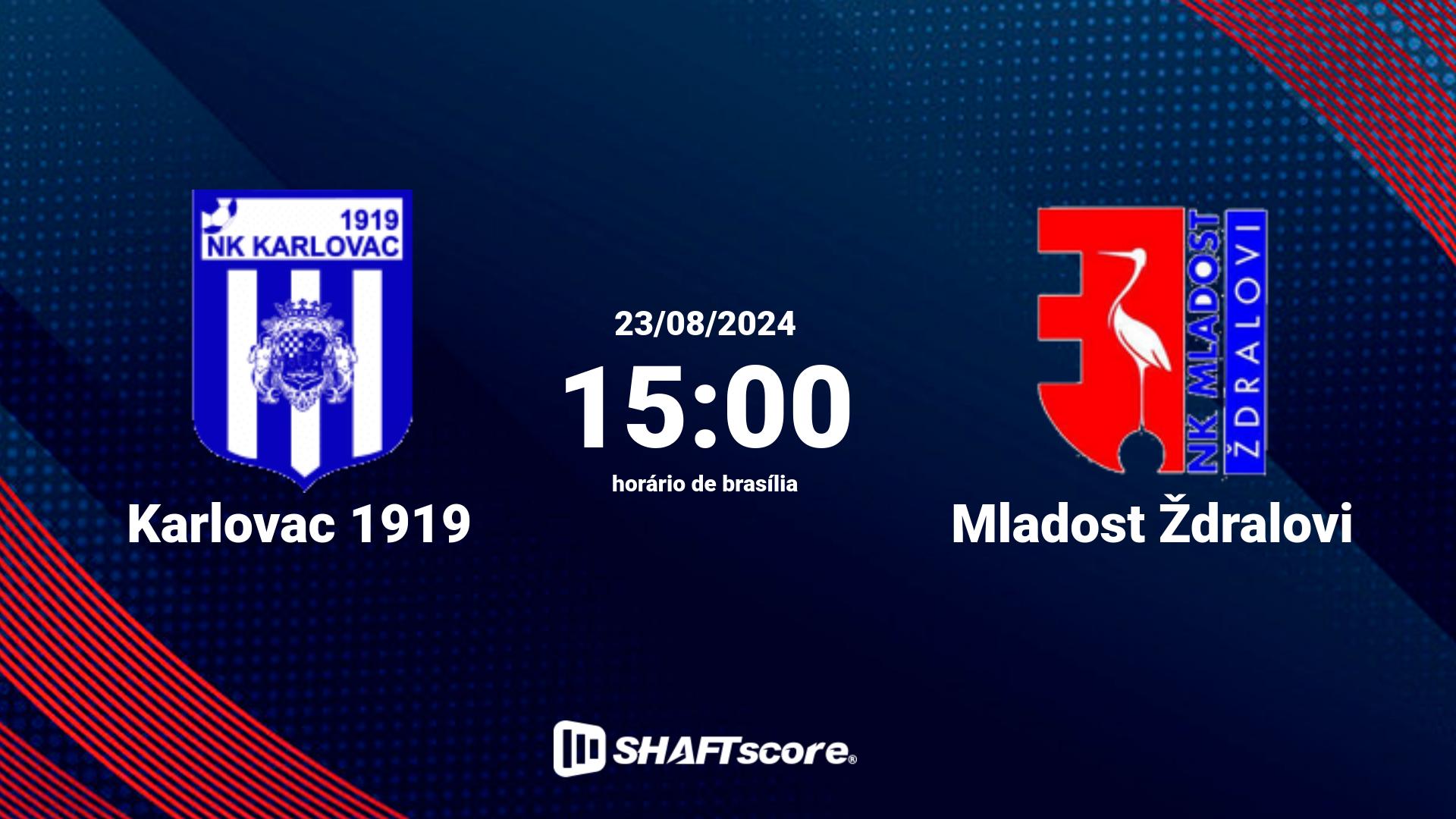 Estatísticas do jogo Karlovac 1919 vs Mladost Ždralovi 23.08 15:00