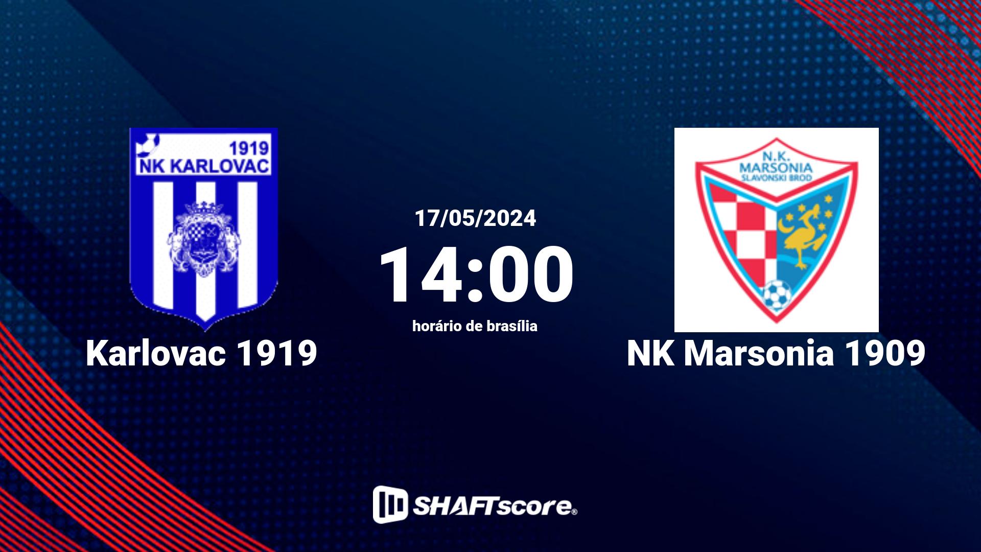 Estatísticas do jogo Karlovac 1919 vs NK Marsonia 1909 17.05 14:00