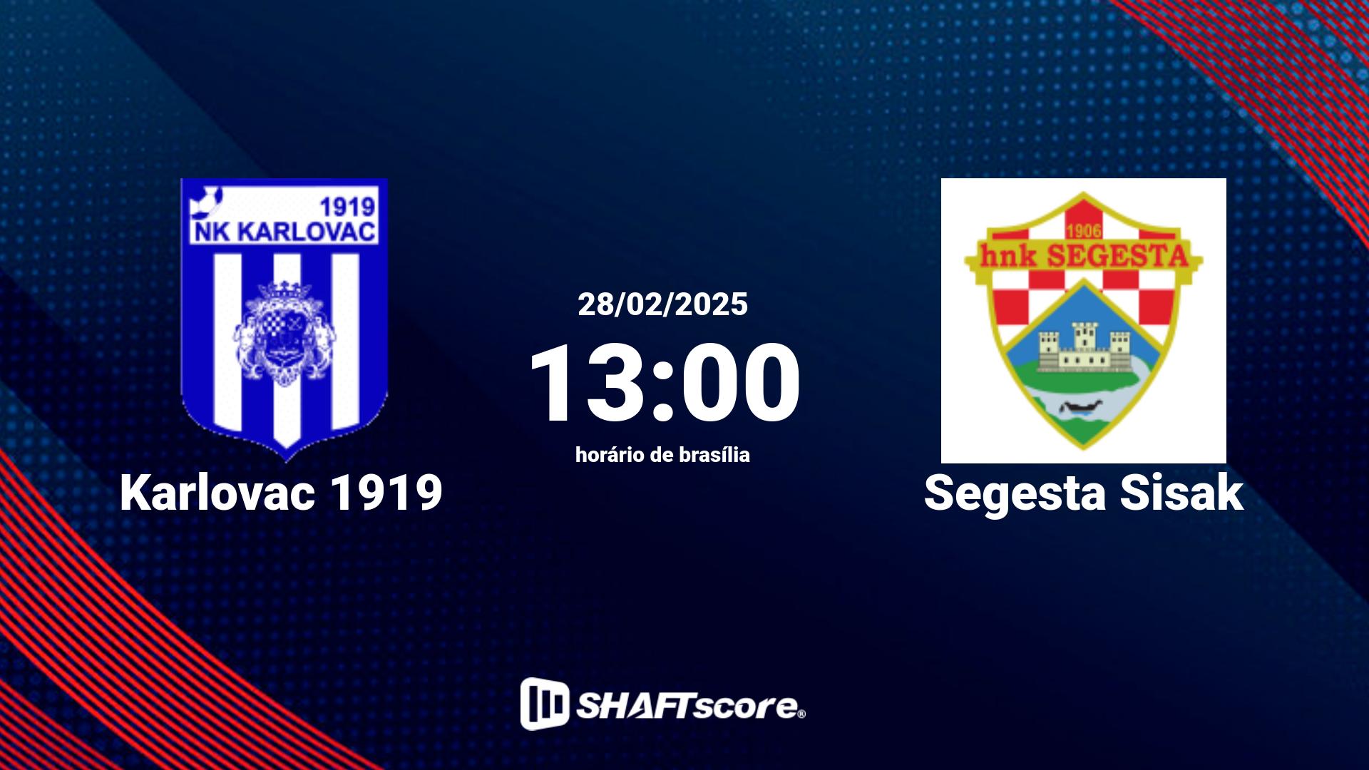 Estatísticas do jogo Karlovac 1919 vs Segesta Sisak 28.02 13:00