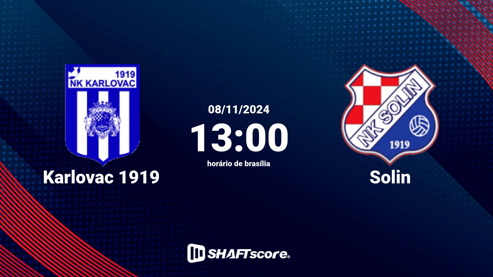 Estatísticas do jogo Karlovac 1919 vs Solin 08.11 13:00