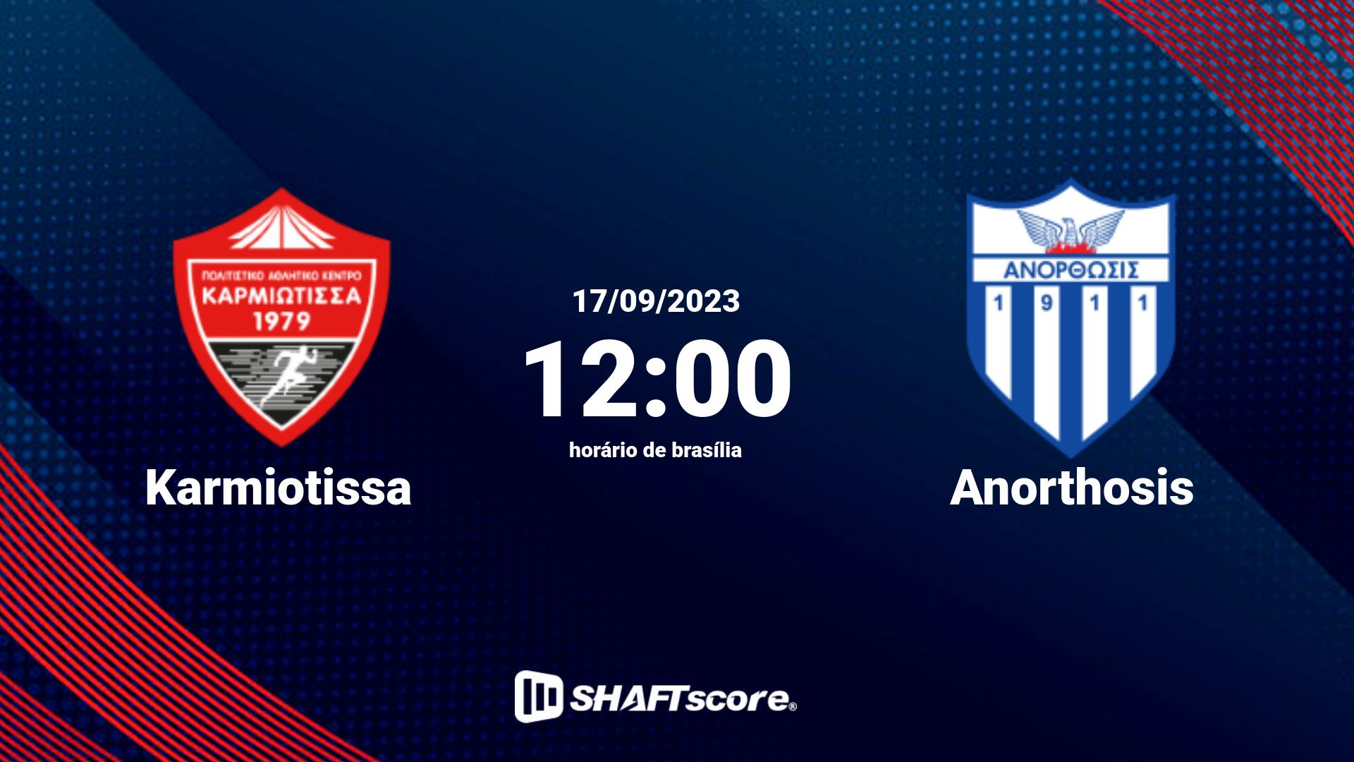 Estatísticas do jogo Karmiotissa vs Anorthosis 17.09 12:00