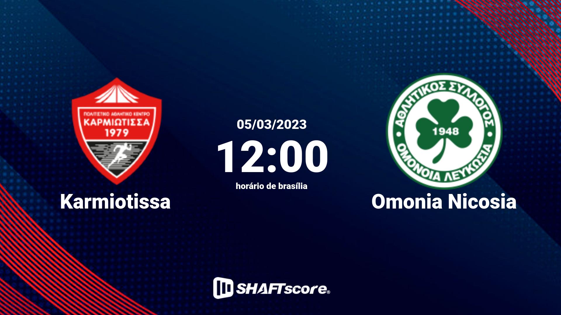 Estatísticas do jogo Karmiotissa vs Omonia Nicosia 05.03 12:00