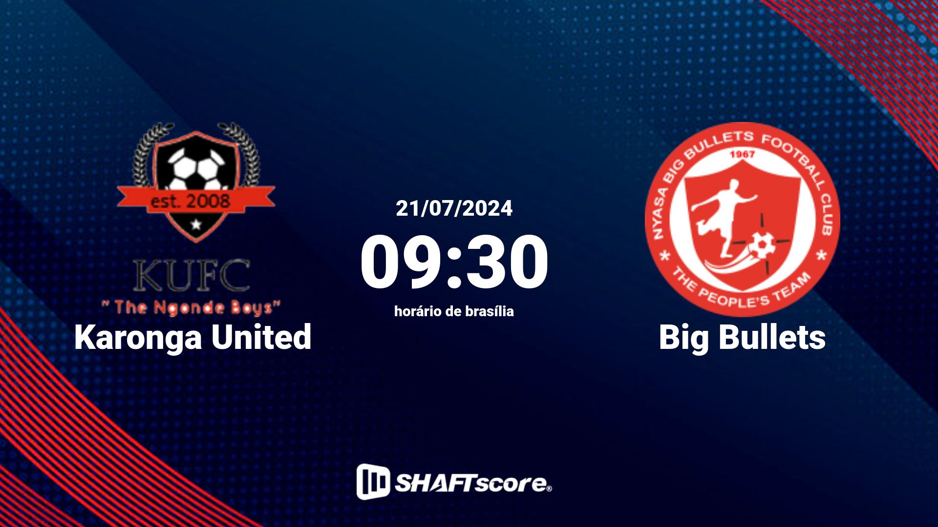 Estatísticas do jogo Karonga United vs Big Bullets 21.07 09:30
