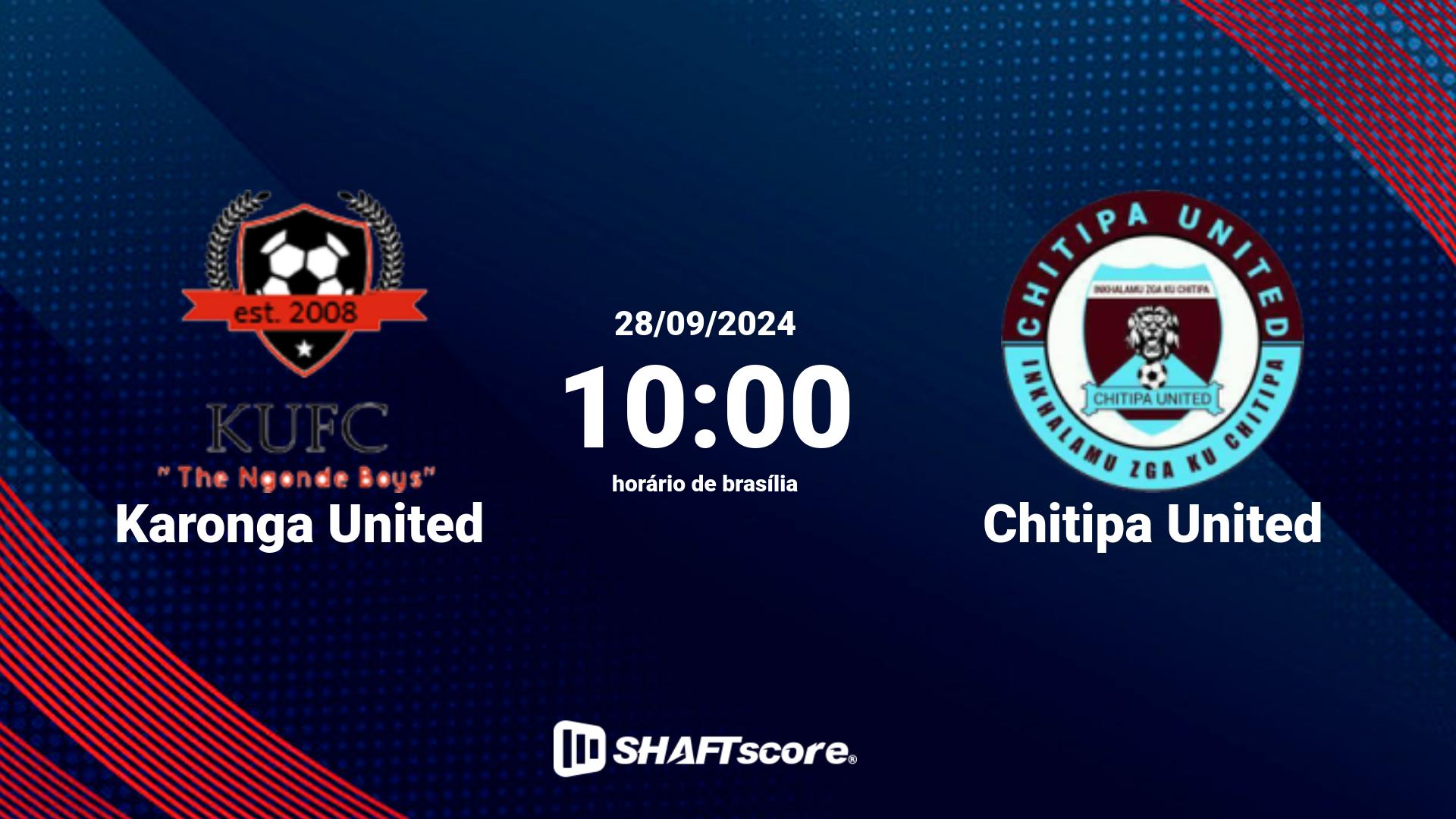 Estatísticas do jogo Karonga United vs Chitipa United 28.09 10:00