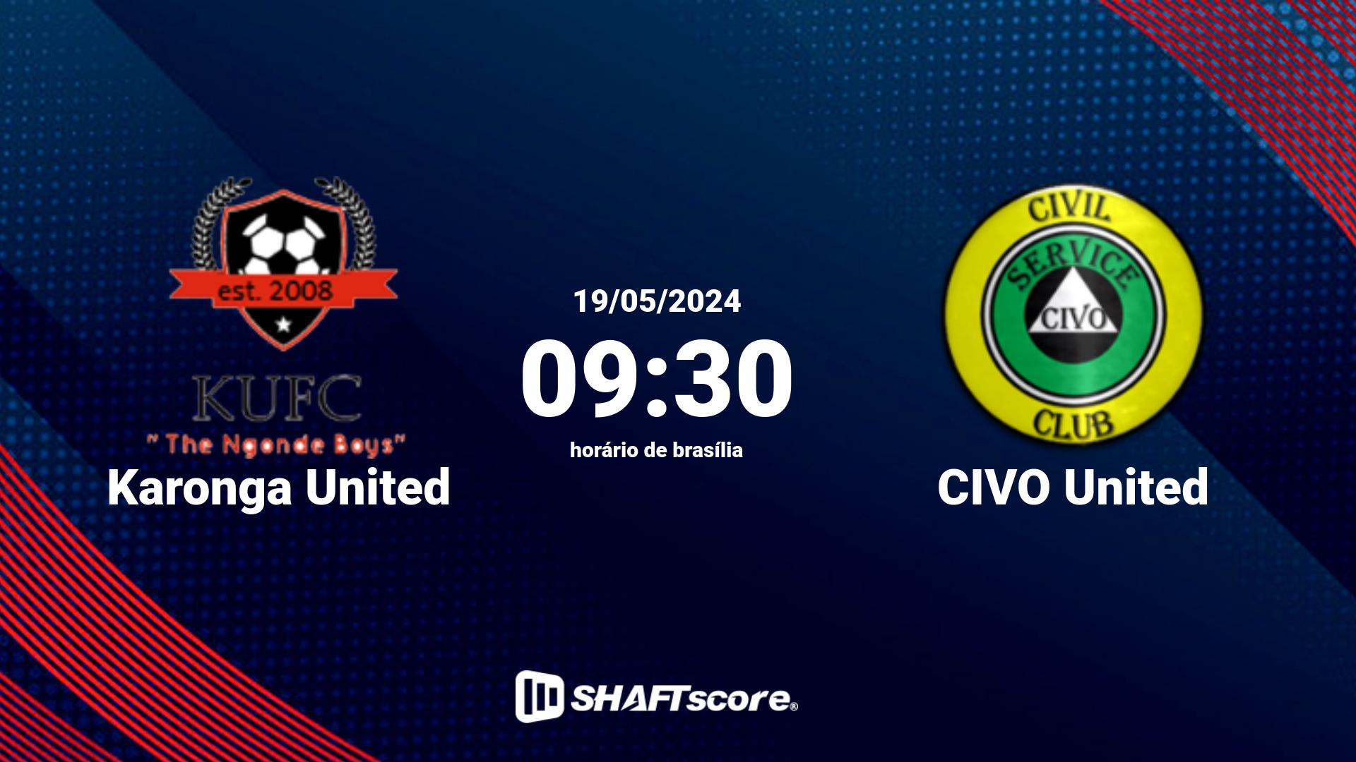 Estatísticas do jogo Karonga United vs CIVO United 19.05 09:30