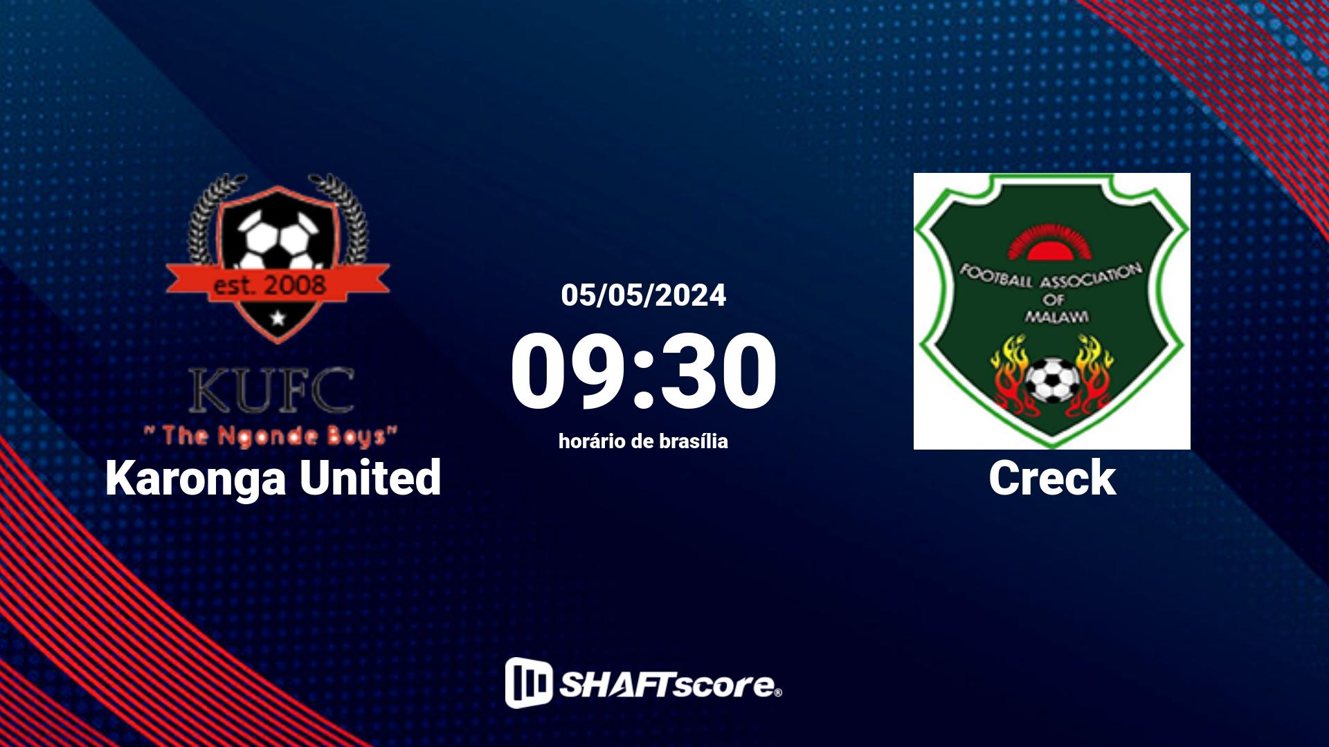 Estatísticas do jogo Karonga United vs Creck 05.05 09:30