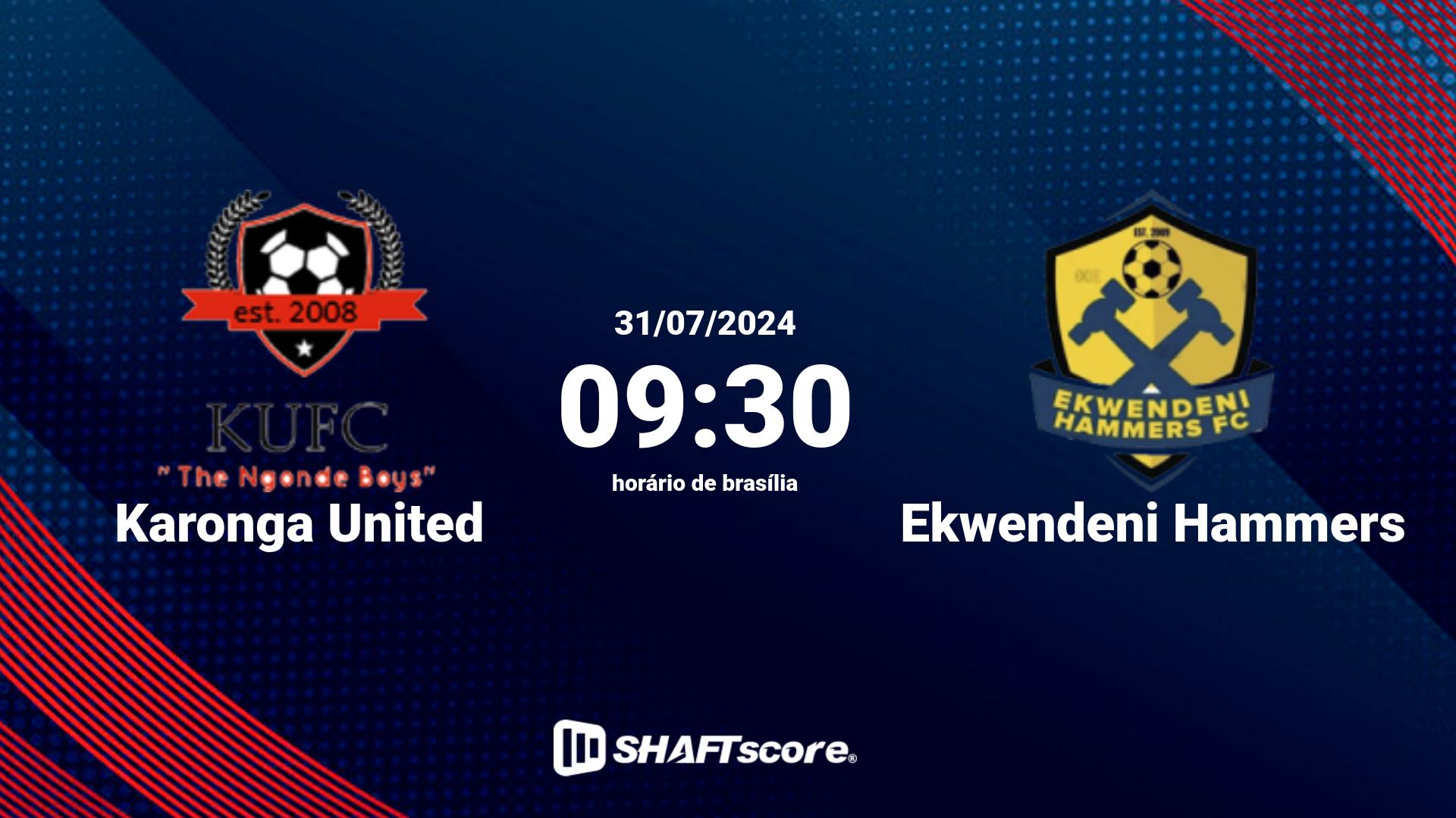 Estatísticas do jogo Karonga United vs Ekwendeni Hammers 31.07 09:30