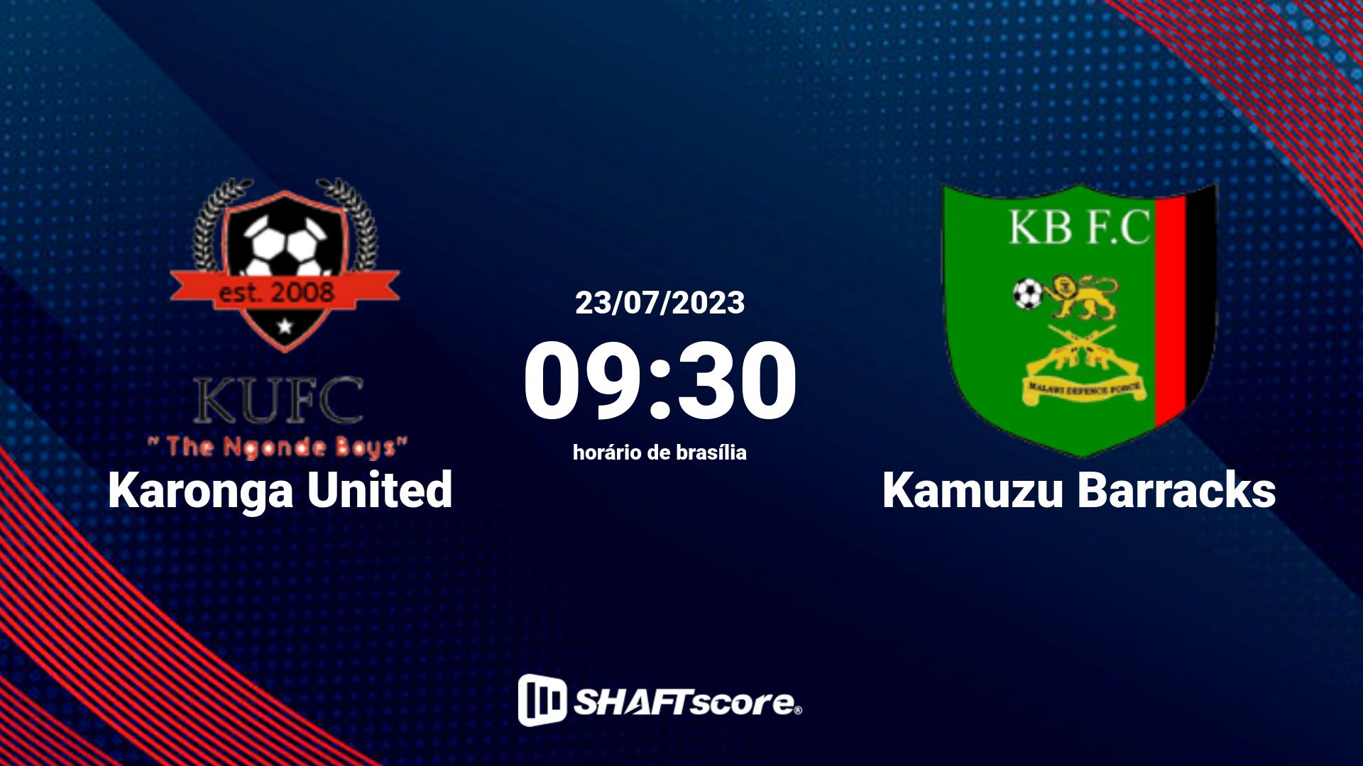 Estatísticas do jogo Karonga United vs Kamuzu Barracks 23.07 09:30