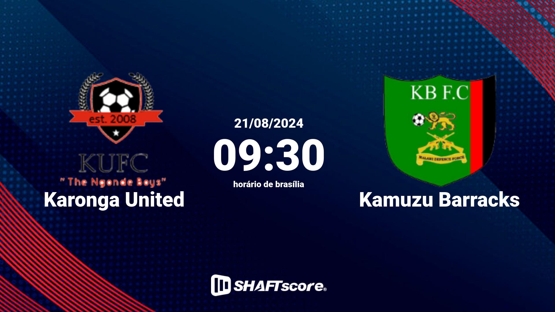 Estatísticas do jogo Karonga United vs Kamuzu Barracks 21.08 09:30