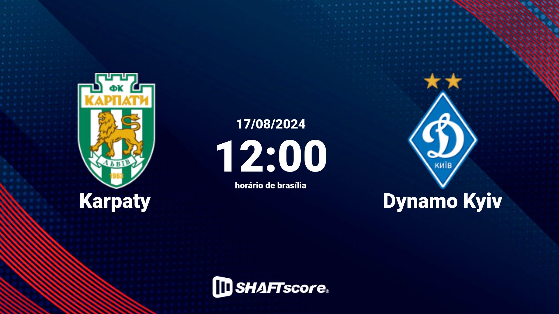 Estatísticas do jogo Karpaty vs Dynamo Kyiv 17.08 12:00