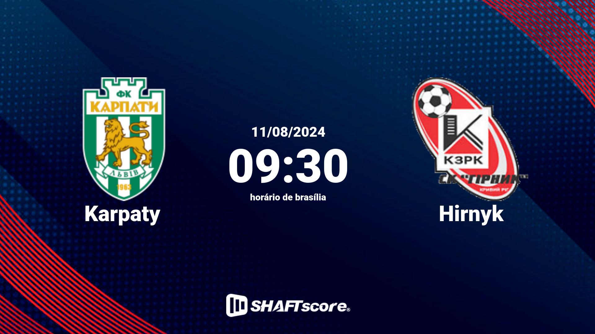 Estatísticas do jogo Karpaty vs Hirnyk 11.08 09:30