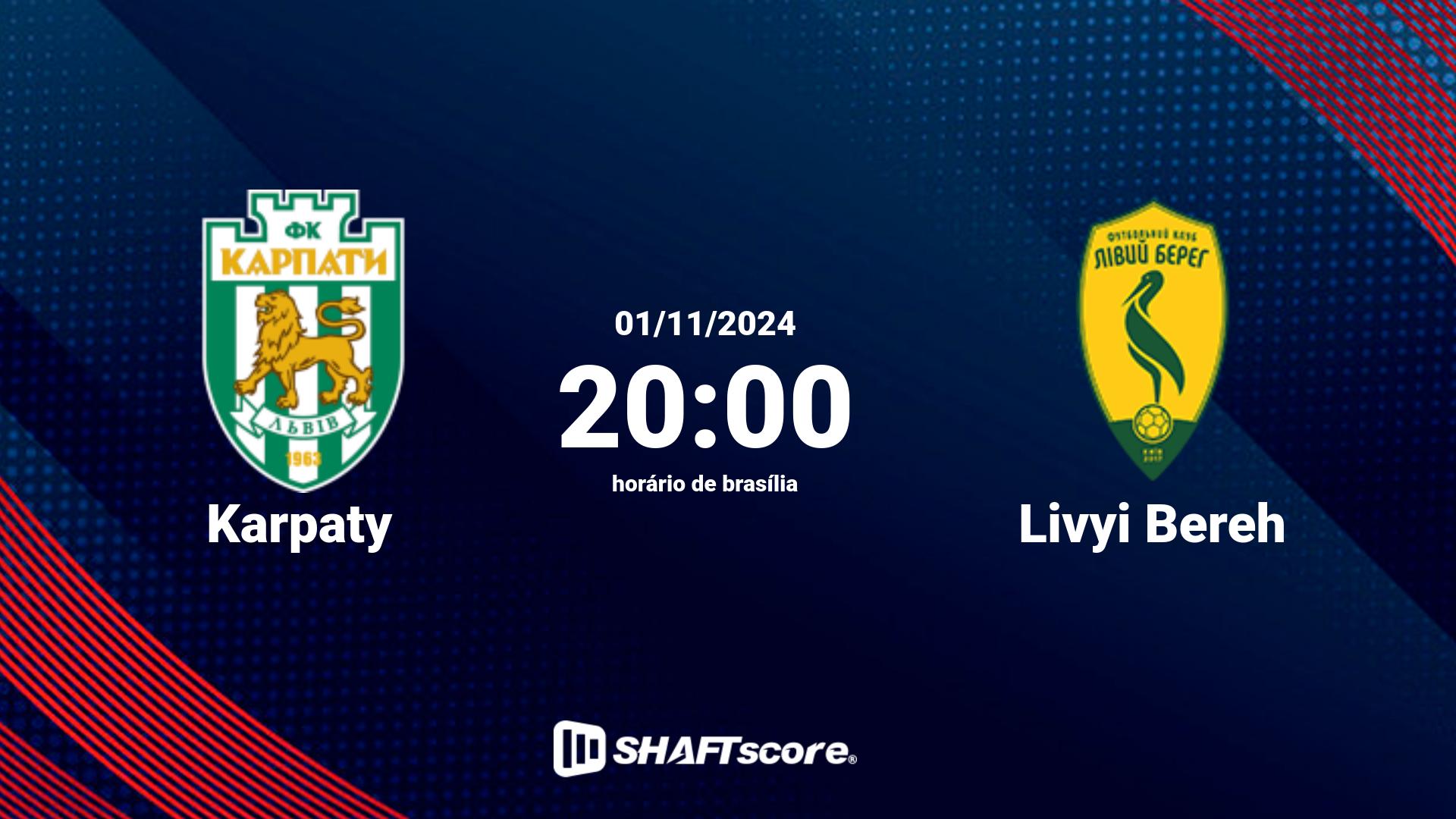 Estatísticas do jogo Karpaty vs Livyi Bereh 01.11 20:00