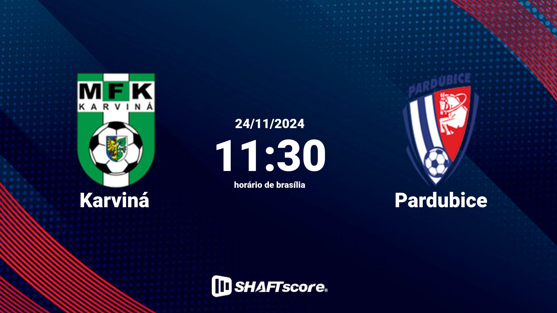 Estatísticas do jogo Karviná vs Pardubice 24.11 11:30