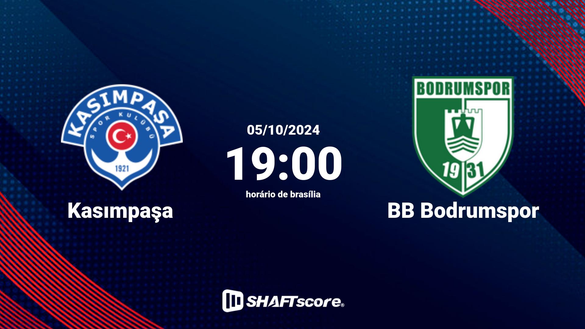 Estatísticas do jogo Kasımpaşa vs BB Bodrumspor 05.10 07:30