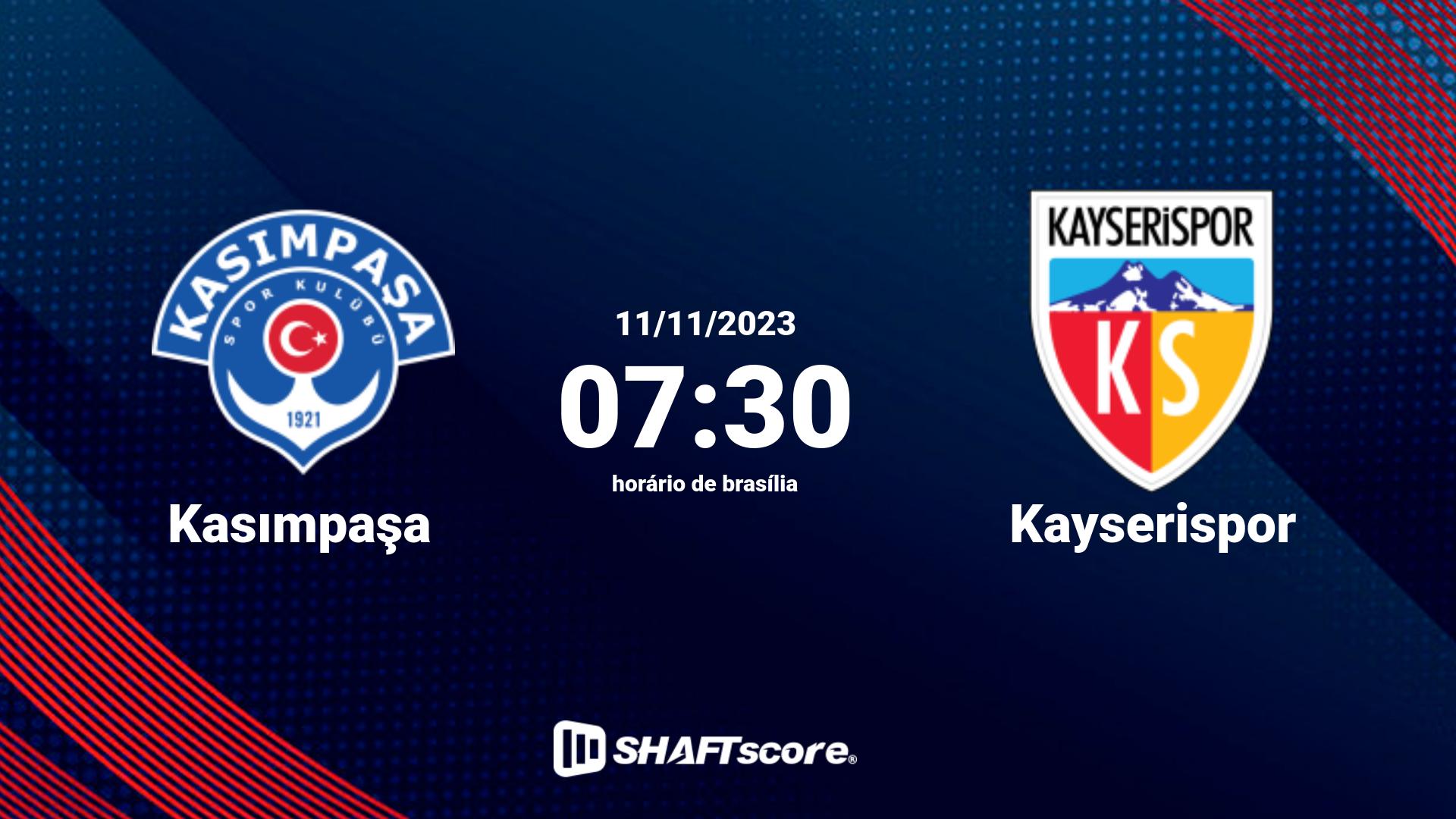 Estatísticas do jogo Kasımpaşa vs Kayserispor 11.11 07:30