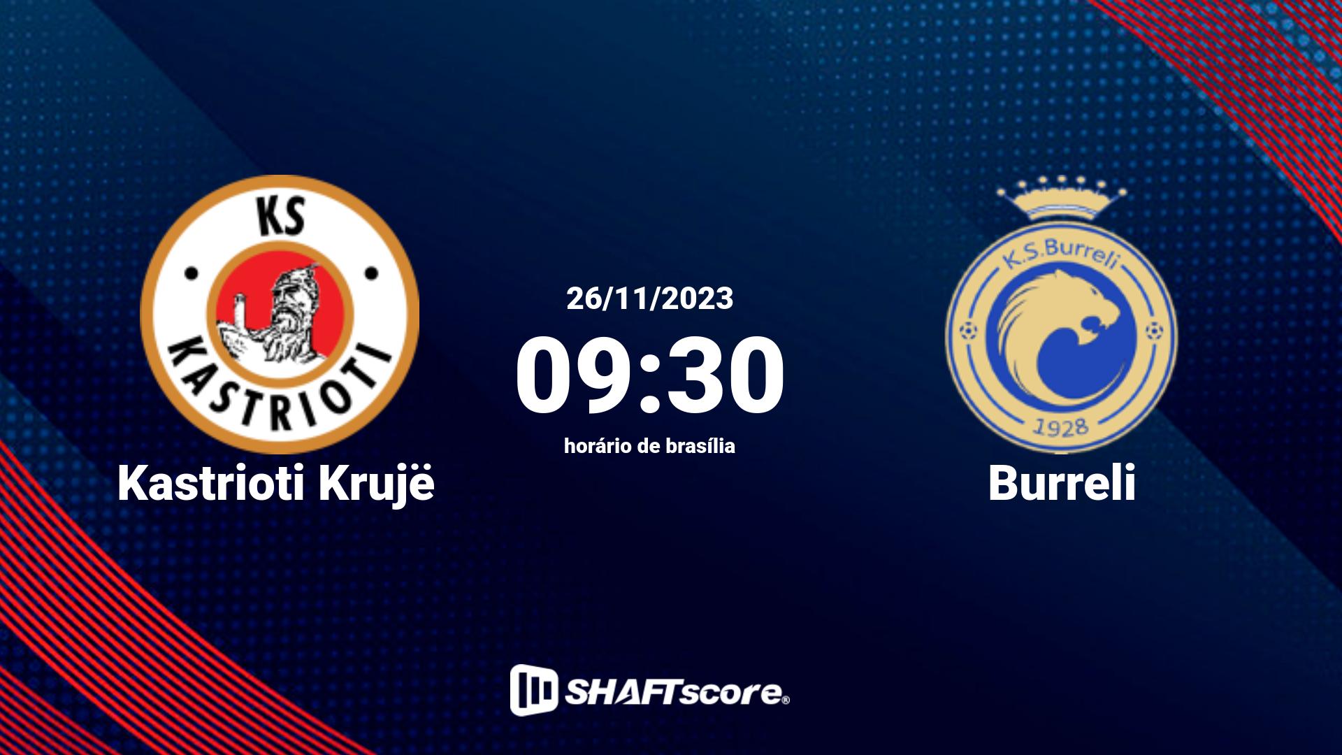 Estatísticas do jogo Kastrioti Krujë vs Burreli 26.11 09:30