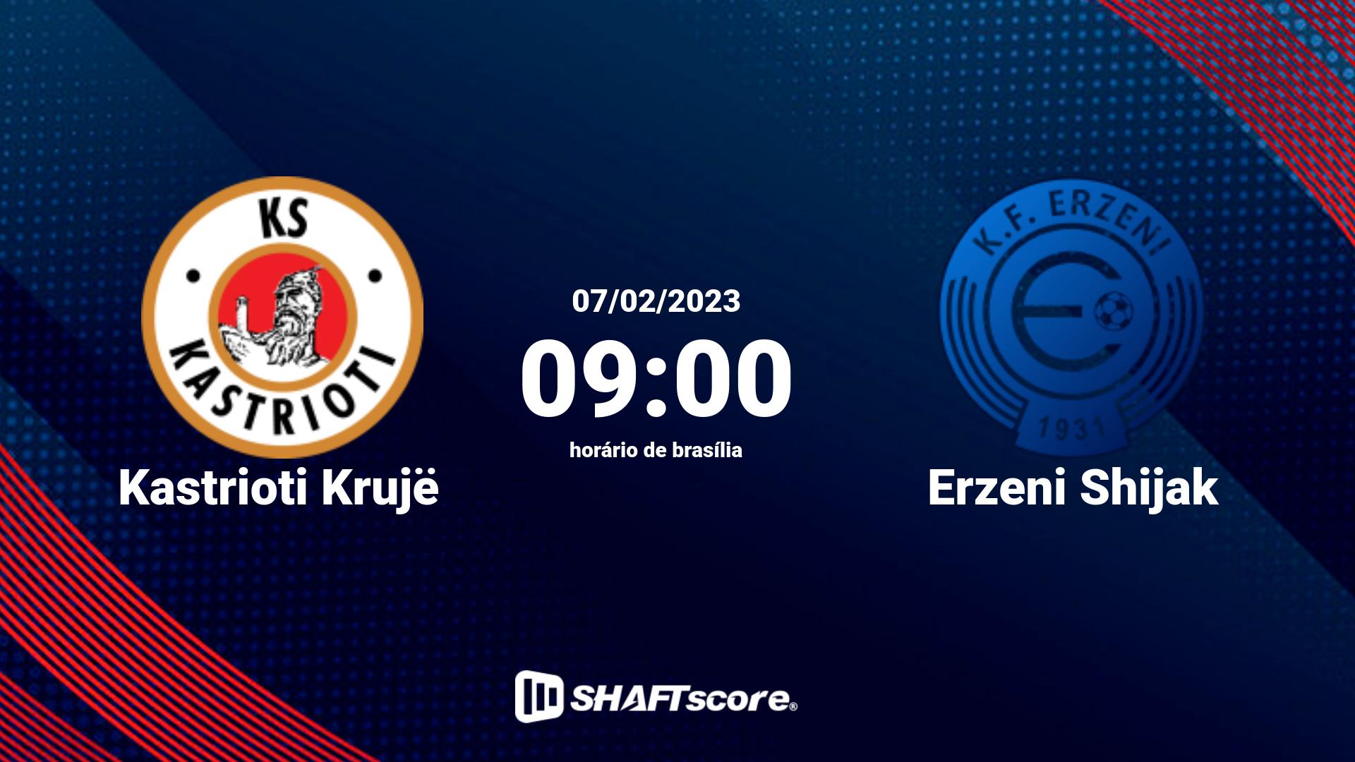 Estatísticas do jogo Kastrioti Krujë vs Erzeni Shijak 07.02 09:00