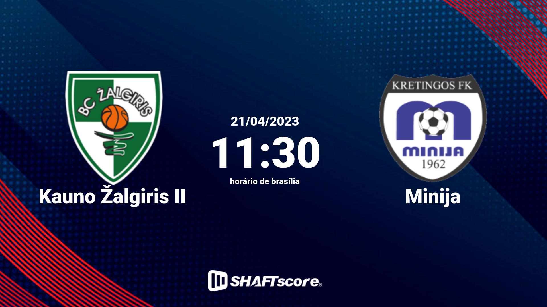 Estatísticas do jogo Kauno Žalgiris II vs Minija 21.04 11:30