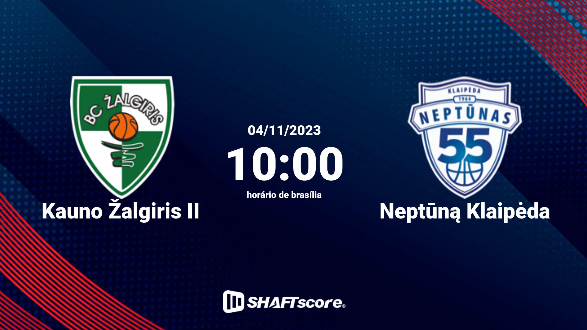 Estatísticas do jogo Kauno Žalgiris II vs Neptūną Klaipėda 04.11 10:00