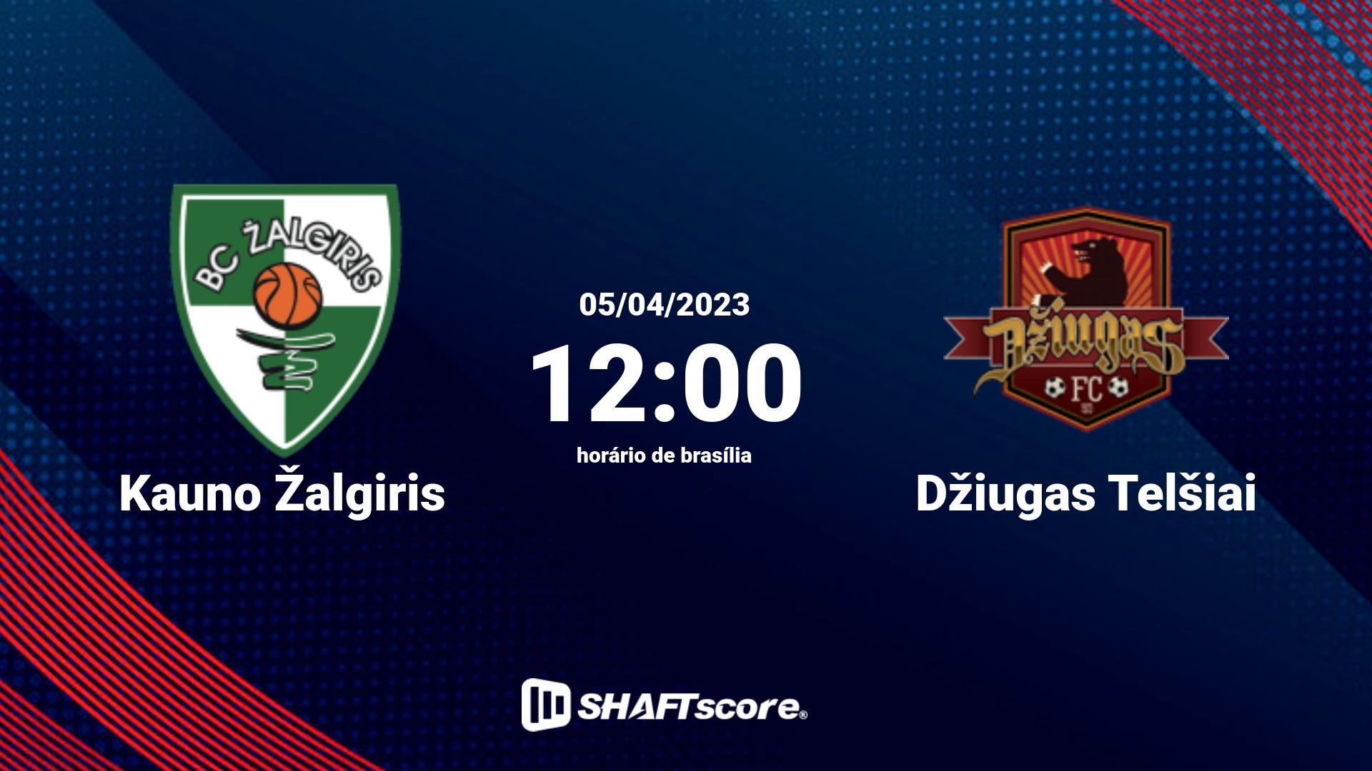 Estatísticas do jogo Kauno Žalgiris vs Džiugas Telšiai 05.04 12:00