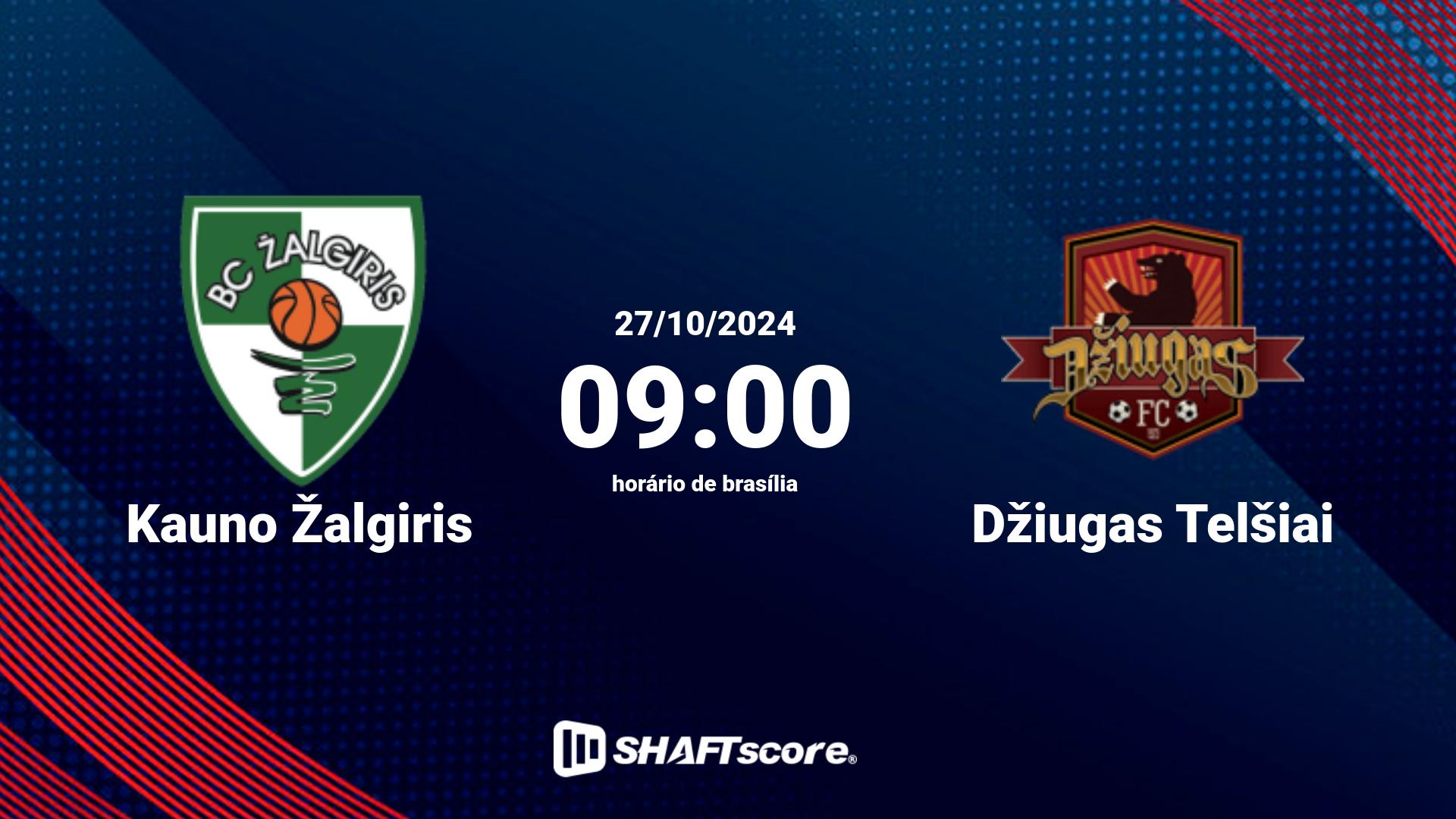 Estatísticas do jogo Kauno Žalgiris vs Džiugas Telšiai 27.10 09:00