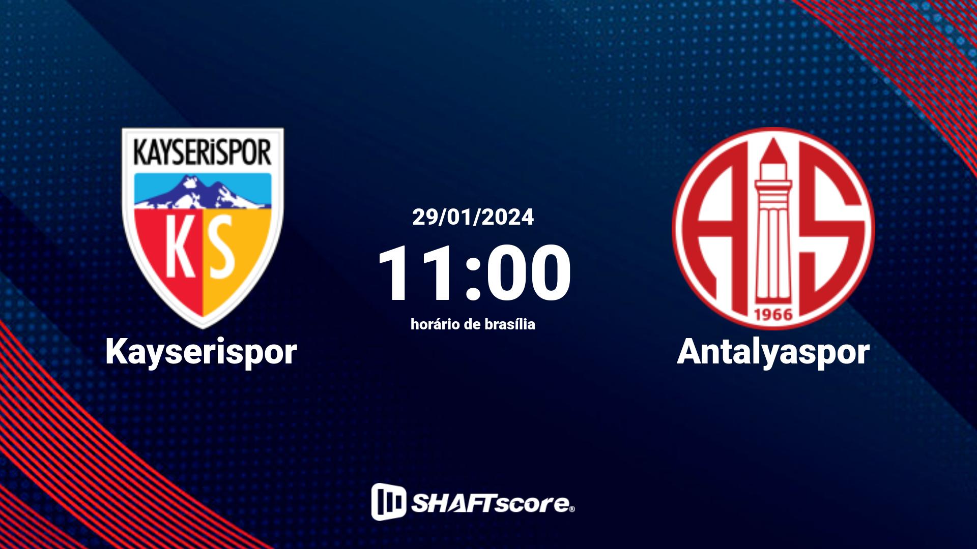 Estatísticas do jogo Kayserispor vs Antalyaspor 29.01 11:00