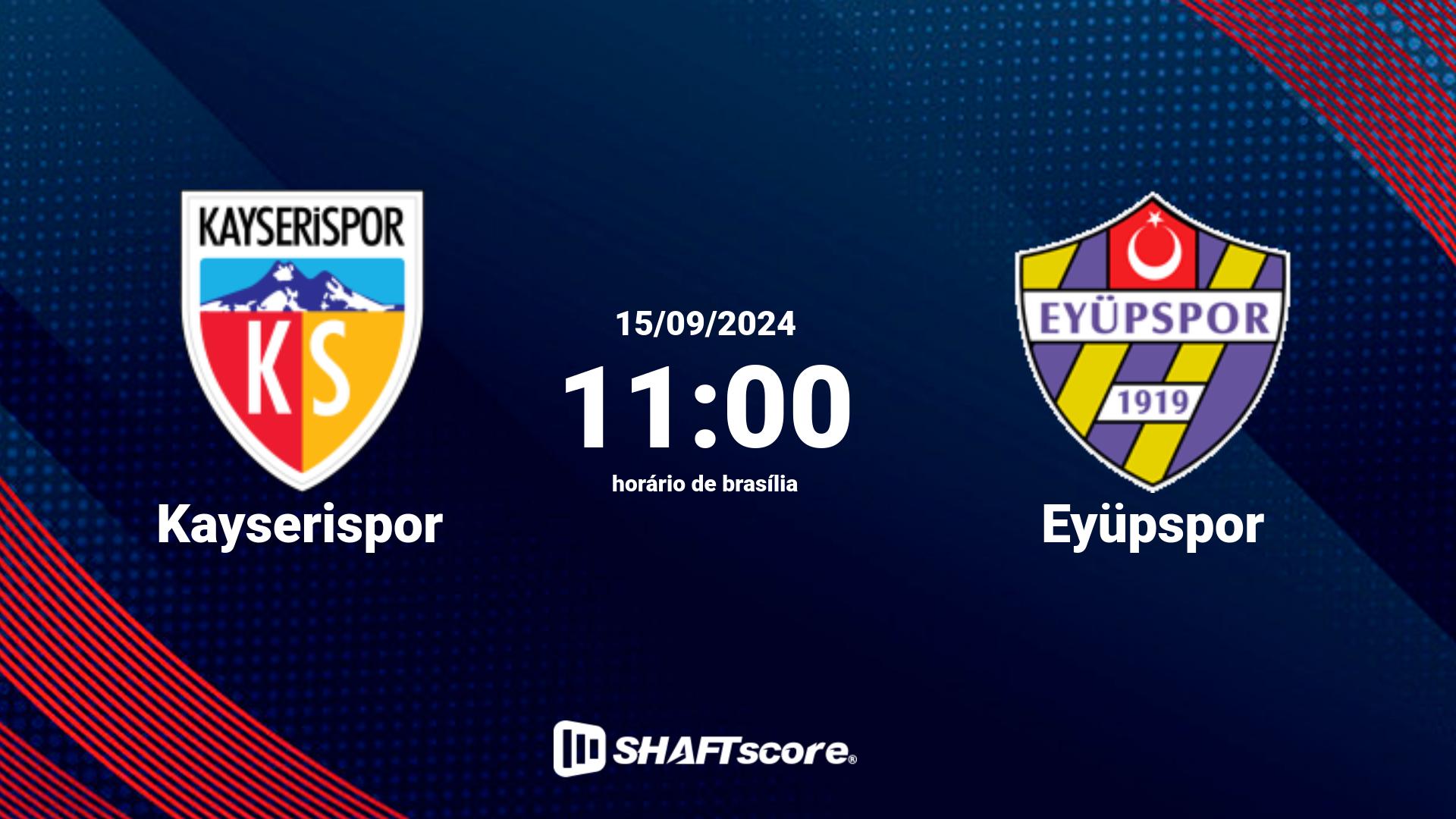 Estatísticas do jogo Kayserispor vs Eyüpspor 15.09 11:00