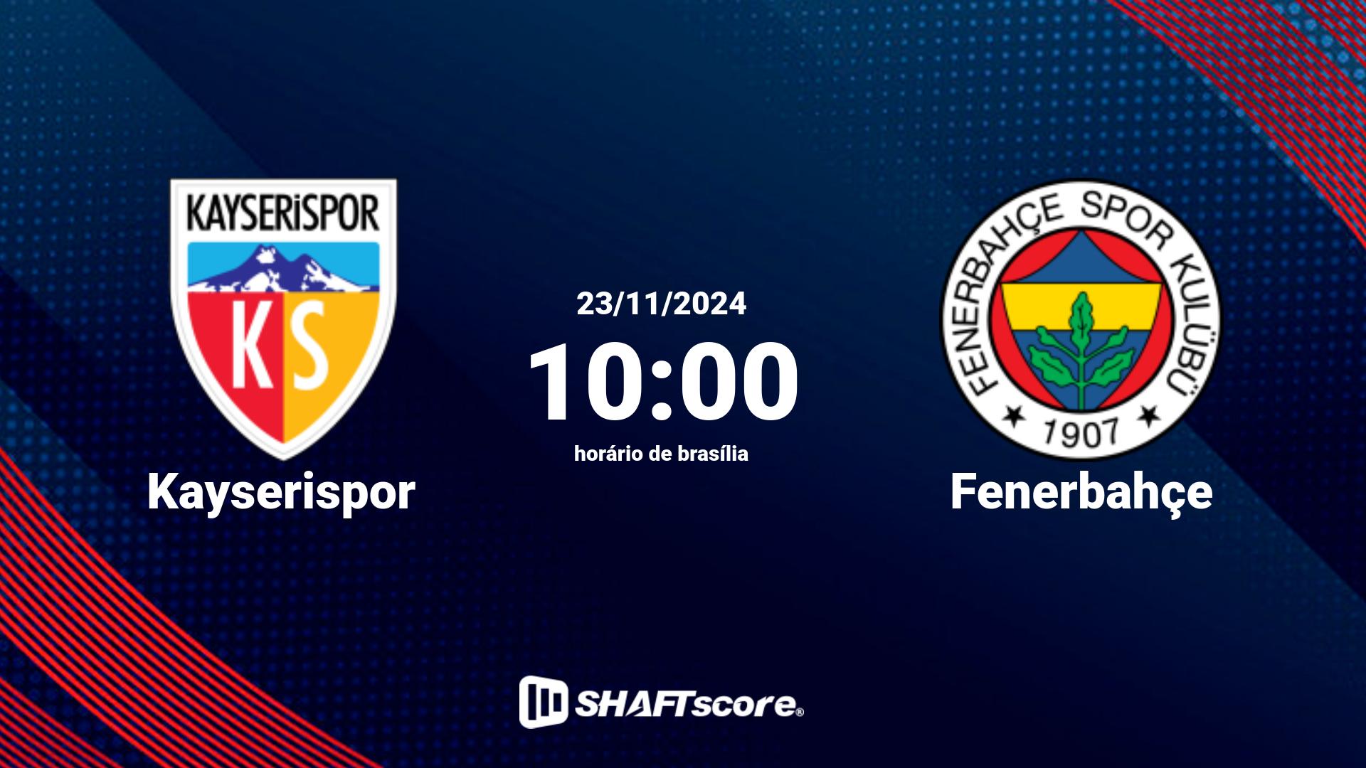 Estatísticas do jogo Kayserispor vs Fenerbahçe 23.11 10:00