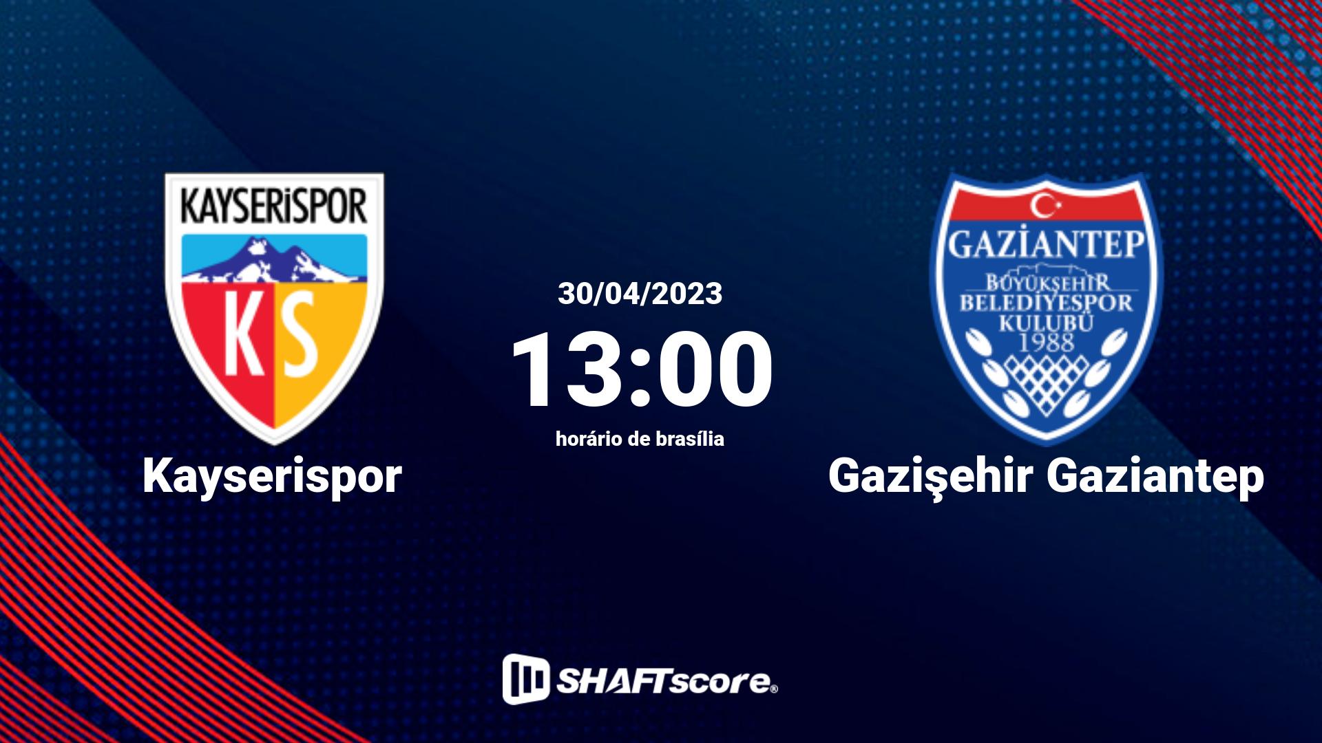 Estatísticas do jogo Kayserispor vs Gazişehir Gaziantep 30.04 13:00