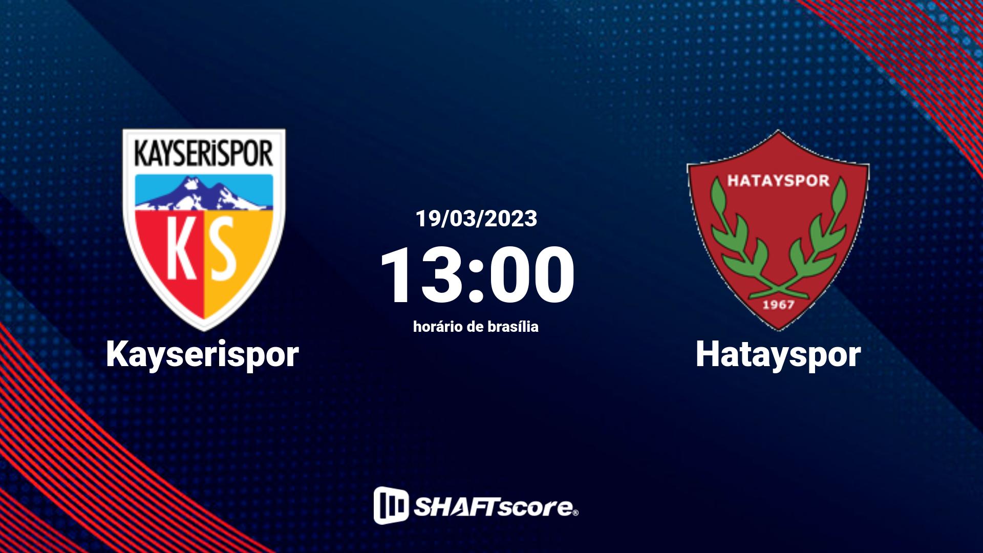 Estatísticas do jogo Kayserispor vs Hatayspor 19.03 13:00