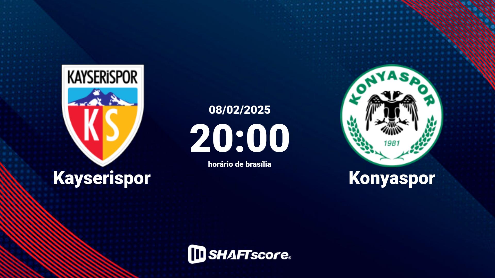 Estatísticas do jogo Kayserispor vs Konyaspor 08.02 20:00