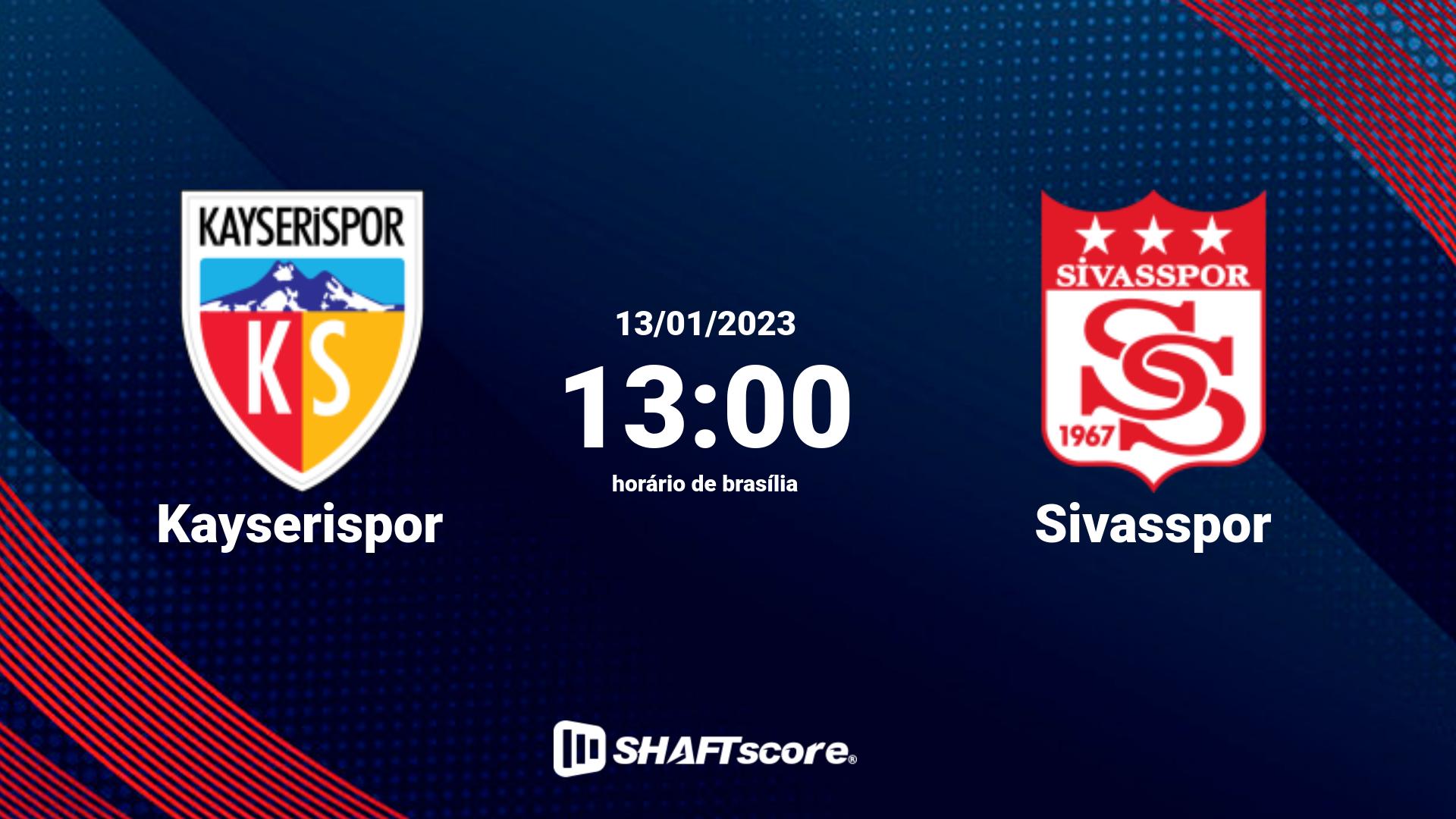 Estatísticas do jogo Kayserispor vs Sivasspor 13.01 13:00