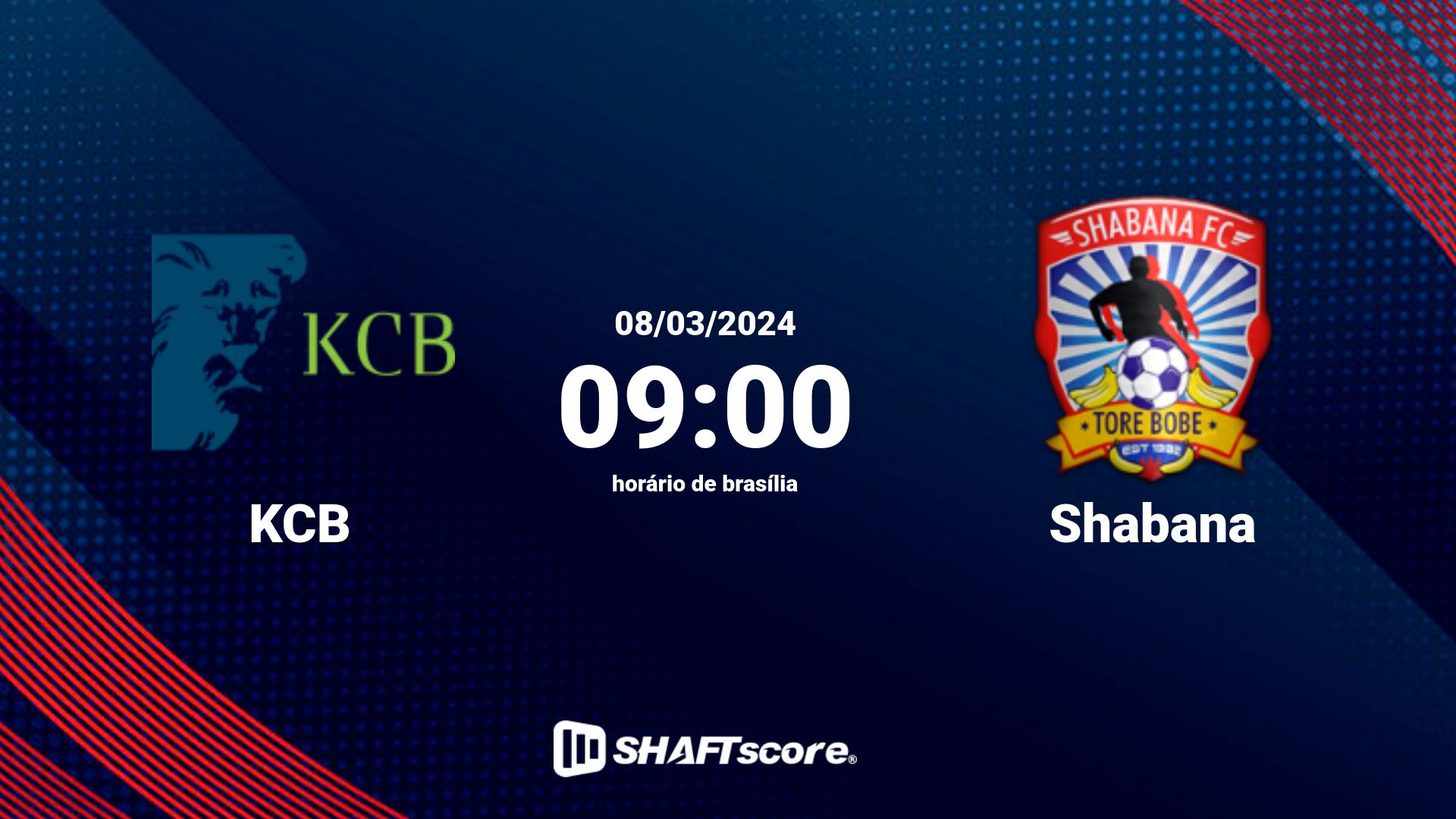 Estatísticas do jogo KCB vs Shabana 08.03 09:00