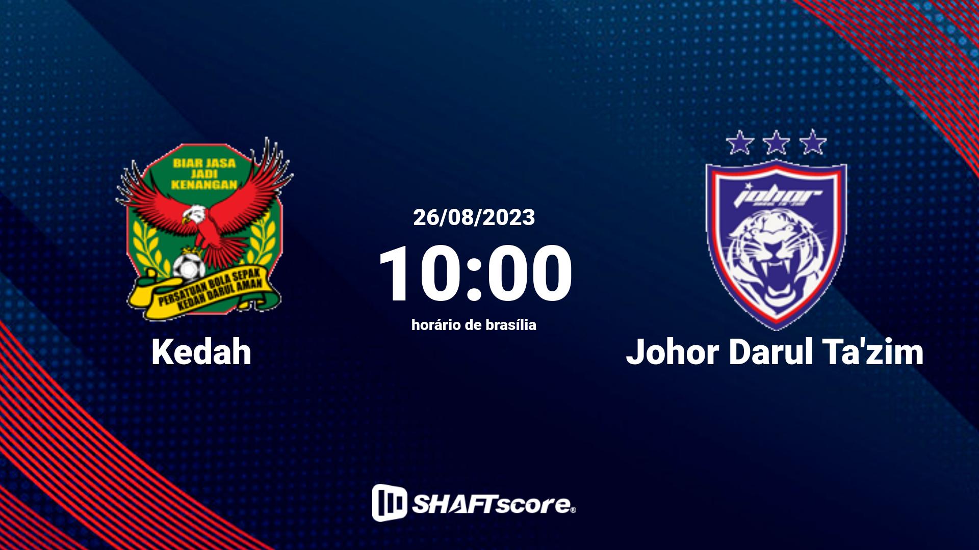 Estatísticas do jogo Kedah vs Johor Darul Ta'zim 26.08 10:00