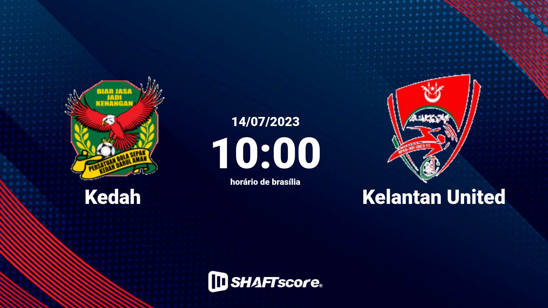 Estatísticas do jogo Kedah vs Kelantan United 14.07 10:00