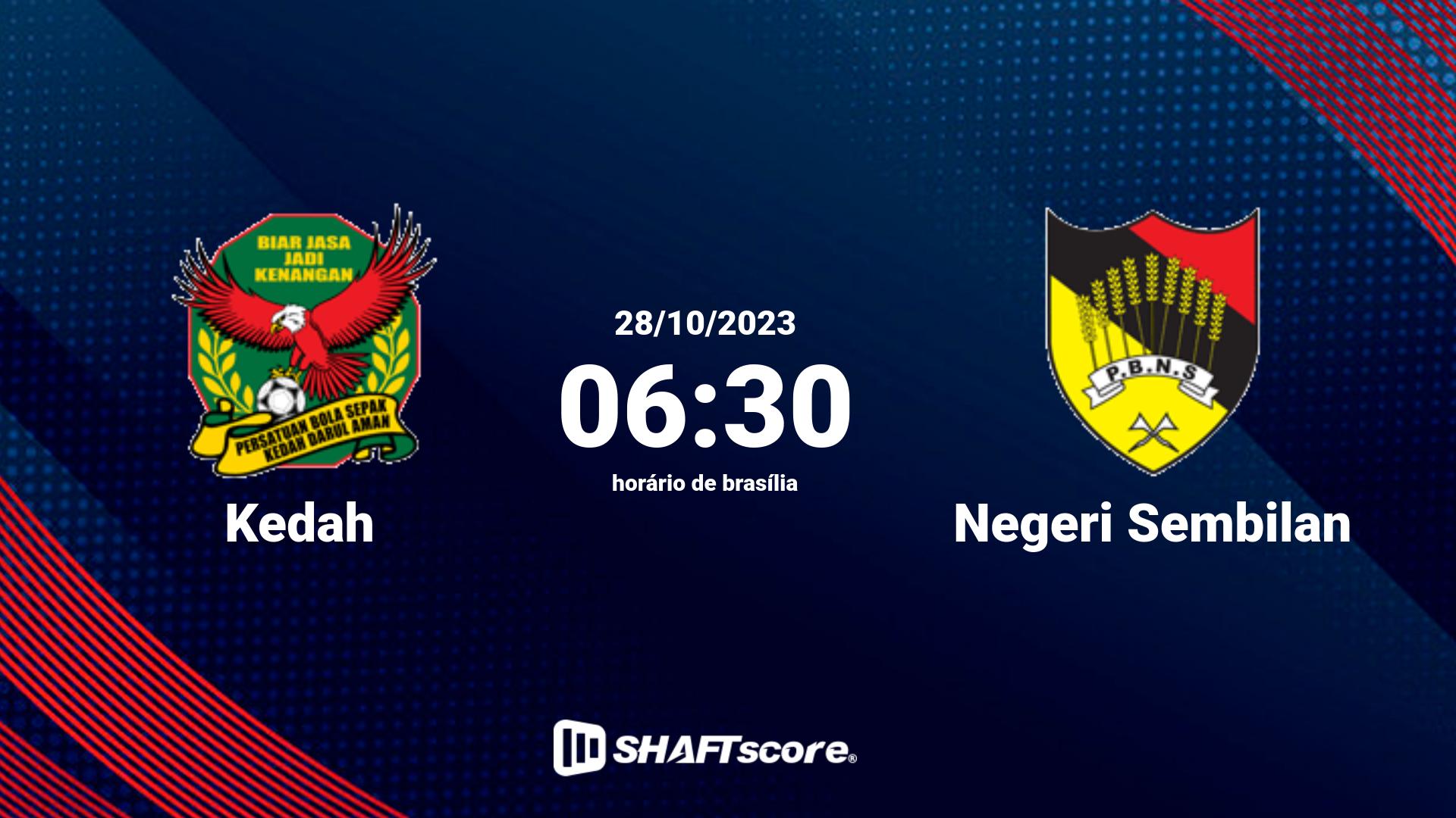 Estatísticas do jogo Kedah vs Negeri Sembilan 28.10 06:30