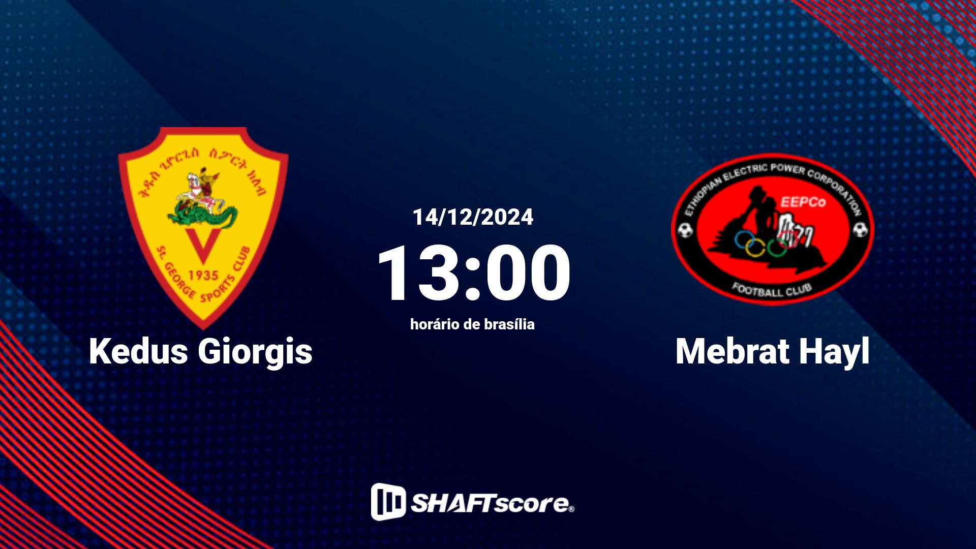 Estatísticas do jogo Kedus Giorgis vs Mebrat Hayl 14.12 13:00