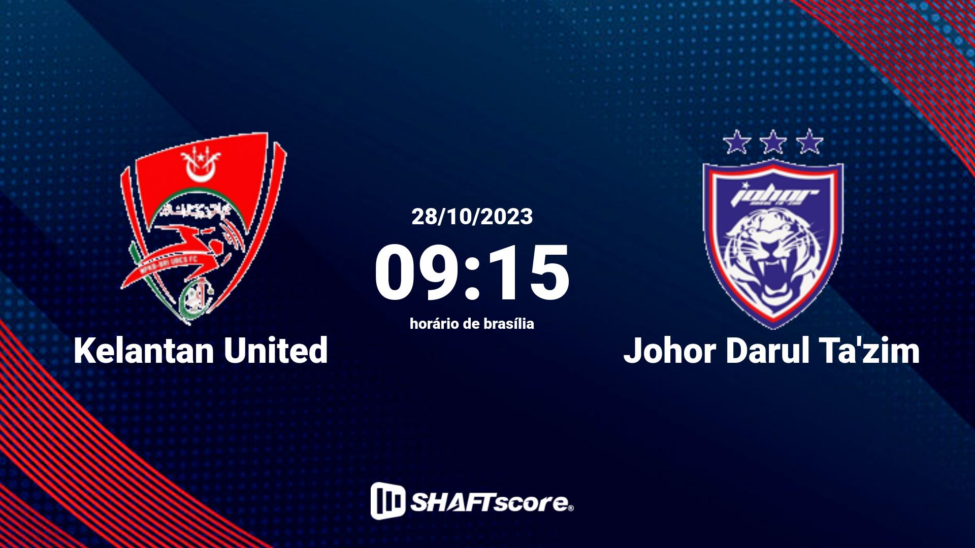 Estatísticas do jogo Kelantan United vs Johor Darul Ta'zim 28.10 09:15
