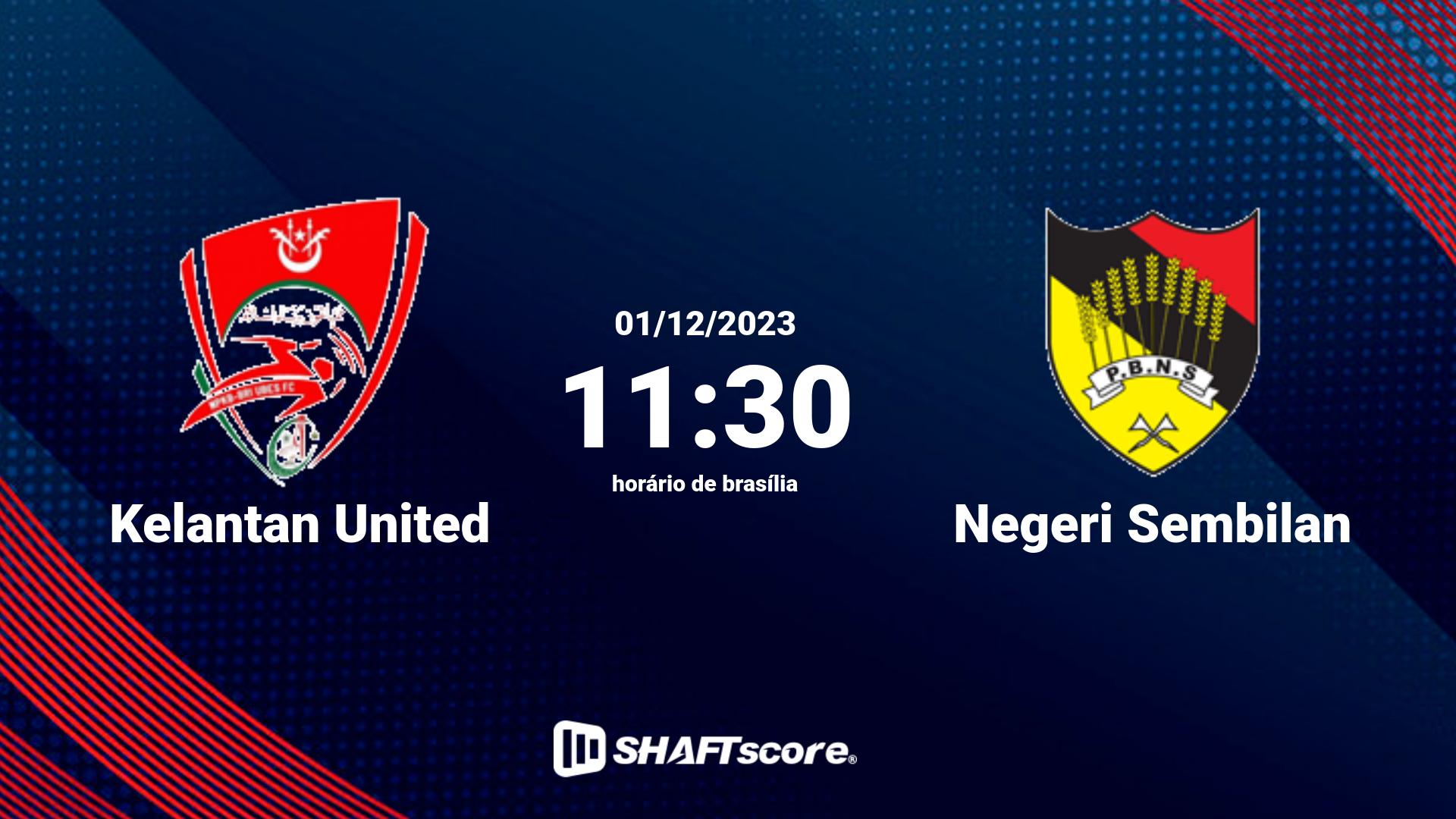 Estatísticas do jogo Kelantan United vs Negeri Sembilan 01.12 11:30