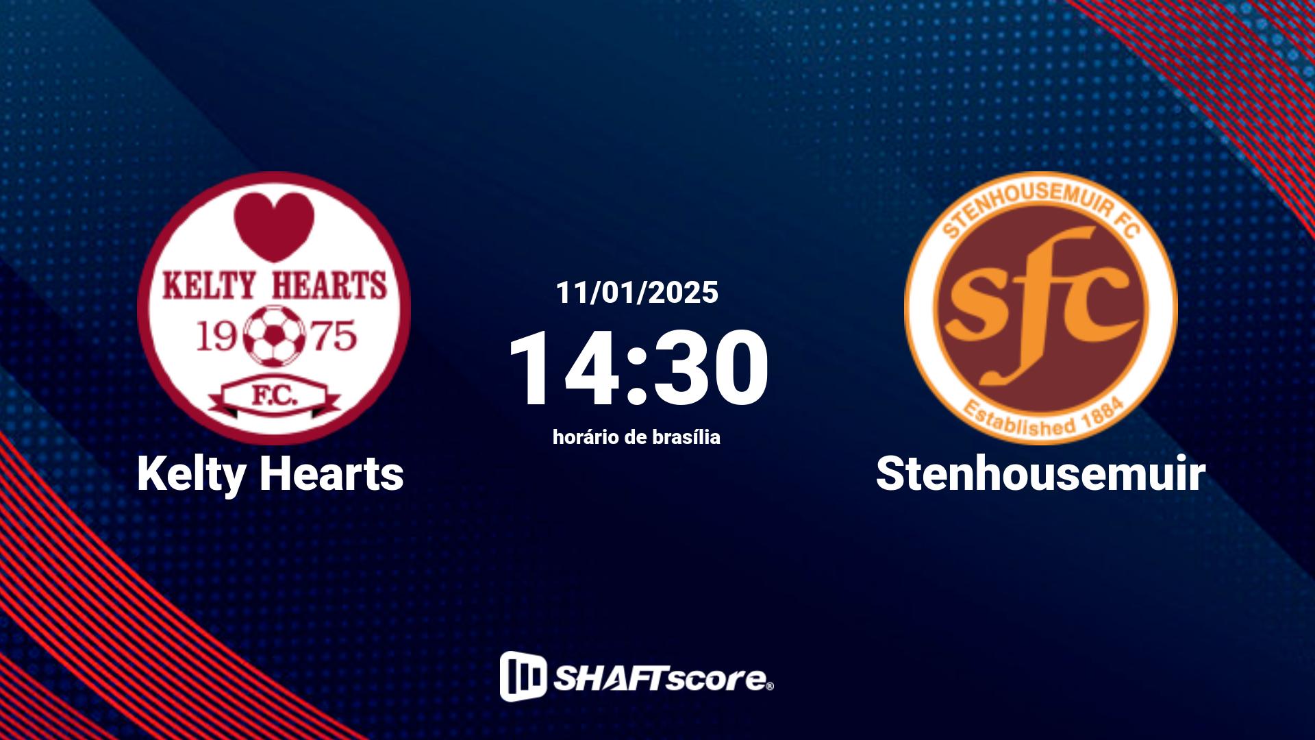 Estatísticas do jogo Kelty Hearts vs Stenhousemuir 11.01 14:30