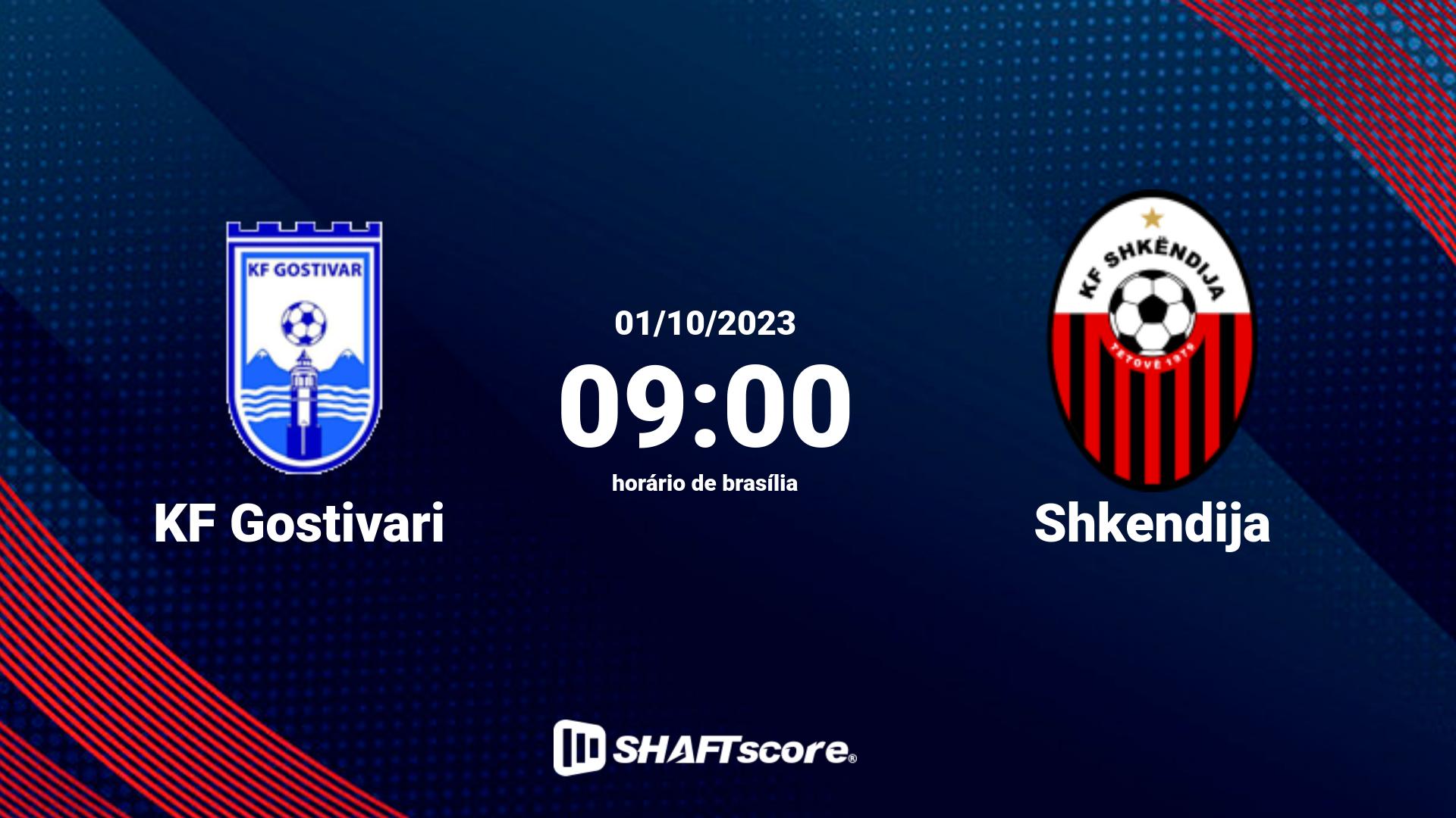 Estatísticas do jogo KF Gostivari vs Shkendija 01.10 09:00